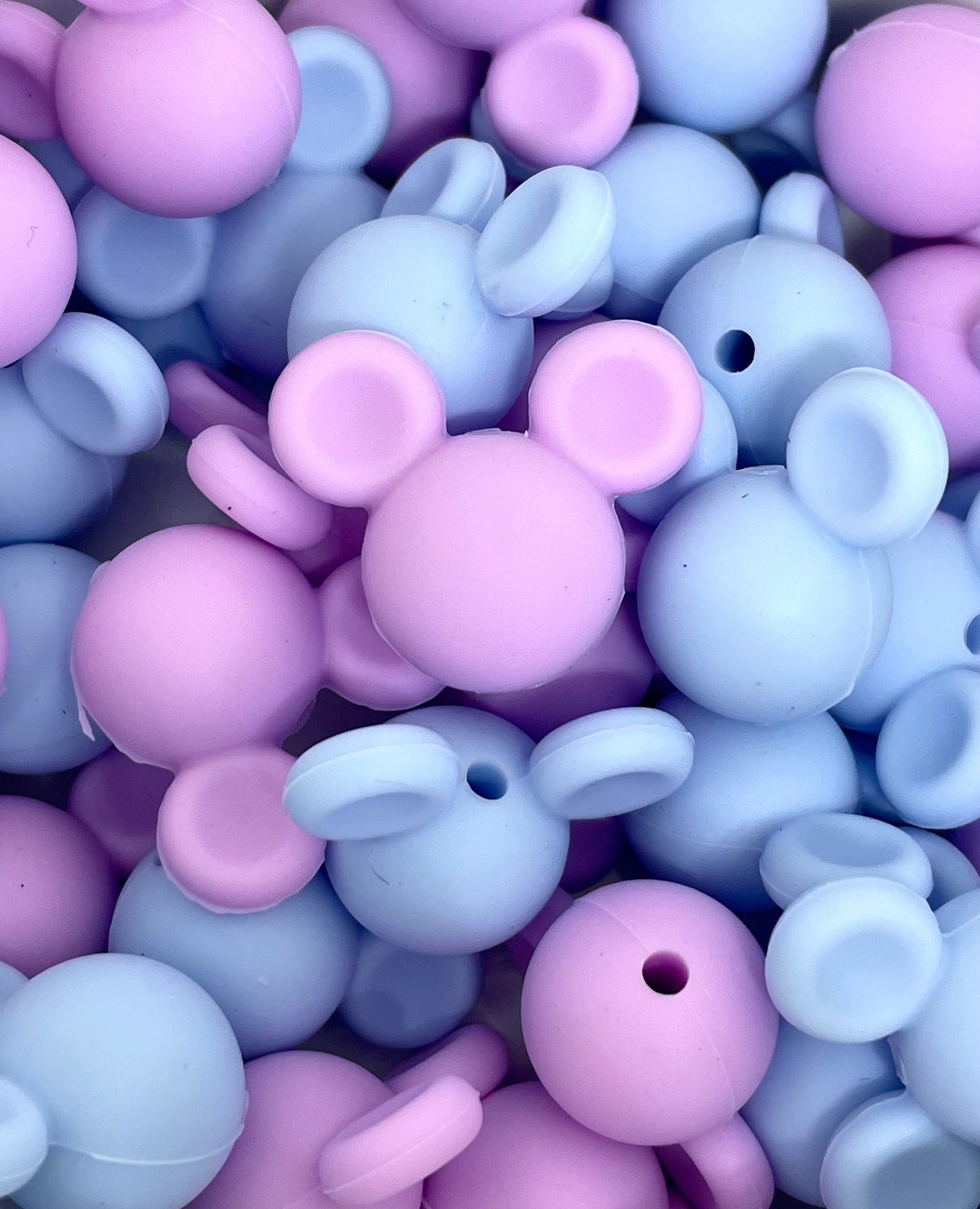Pastel Mouse Head Beads, Mickey Silicone Beads for Lanyard, Mickey Beads for Bracelet, Mickey Beads for Mask