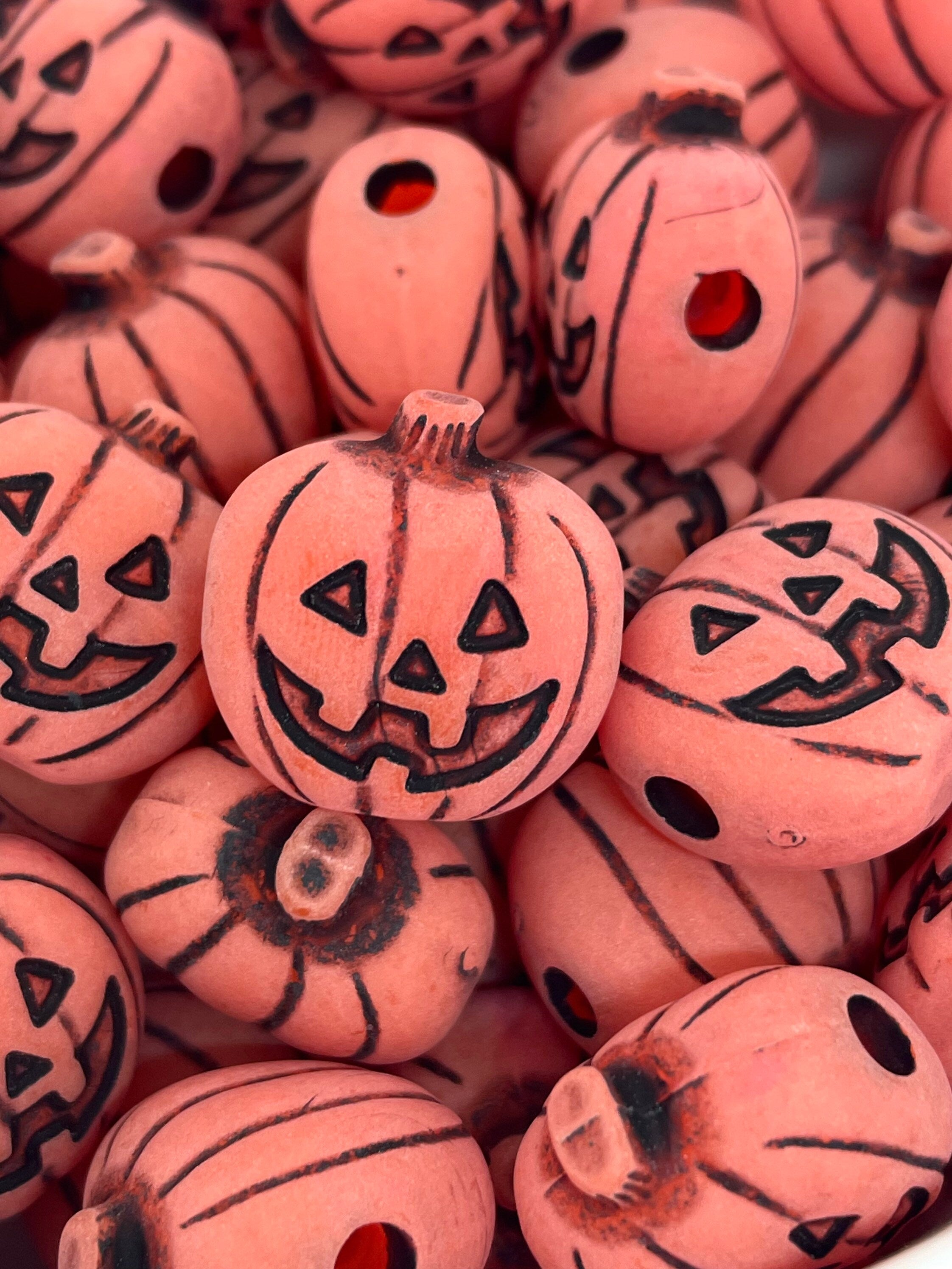 Jack-O-Lantern Bead, Pumpkin Beads, Halloween Beads, Halloween Jewelry, Jack O Lantern Beads for Jewelry, Fall Beads, Halloween Craft Kit