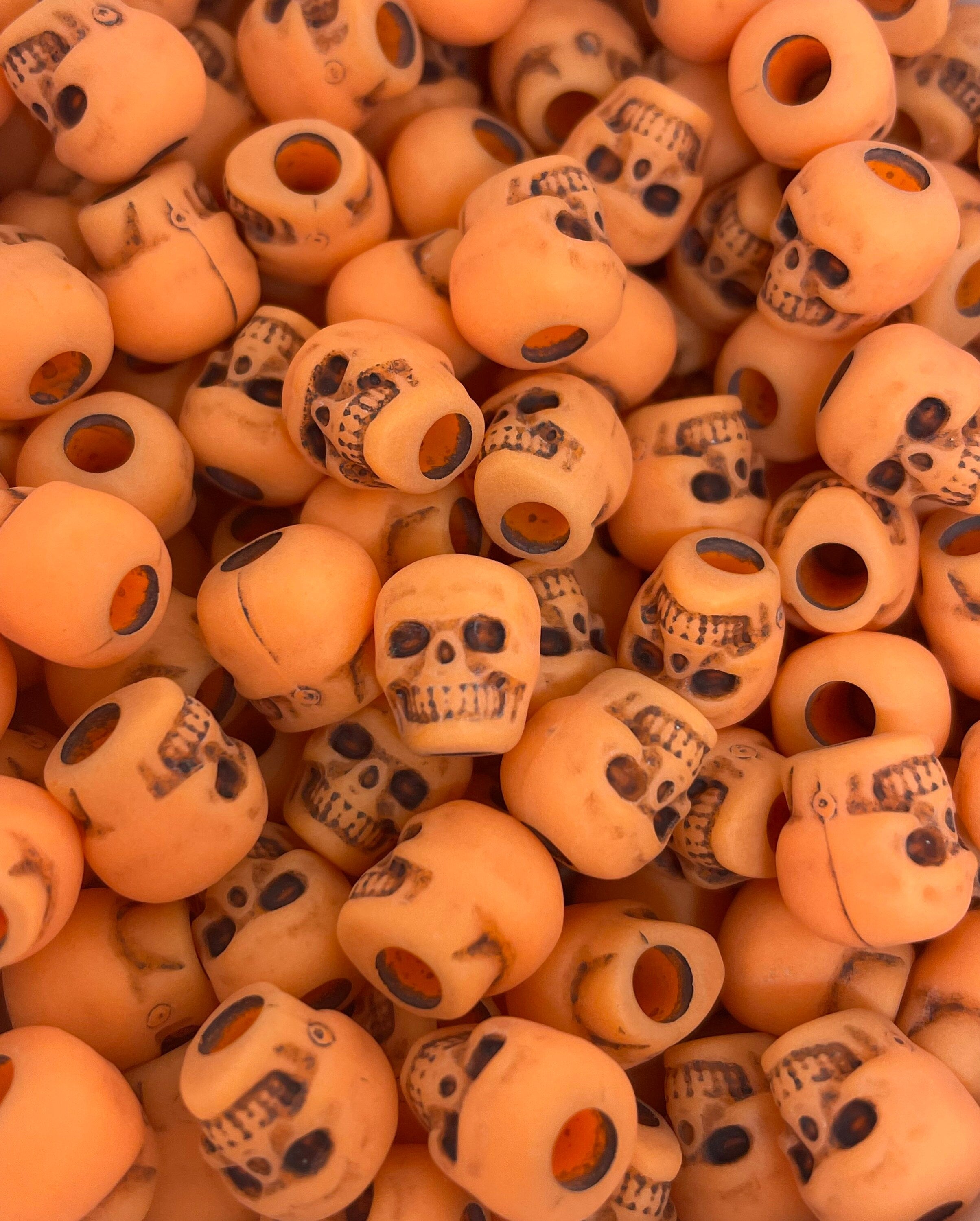 Orange Halloween Beads, Orange Skull Beads, Orange Skeleton Beads for Halloween Crafts, Spooky Beads, Creepy Beads for Halloween