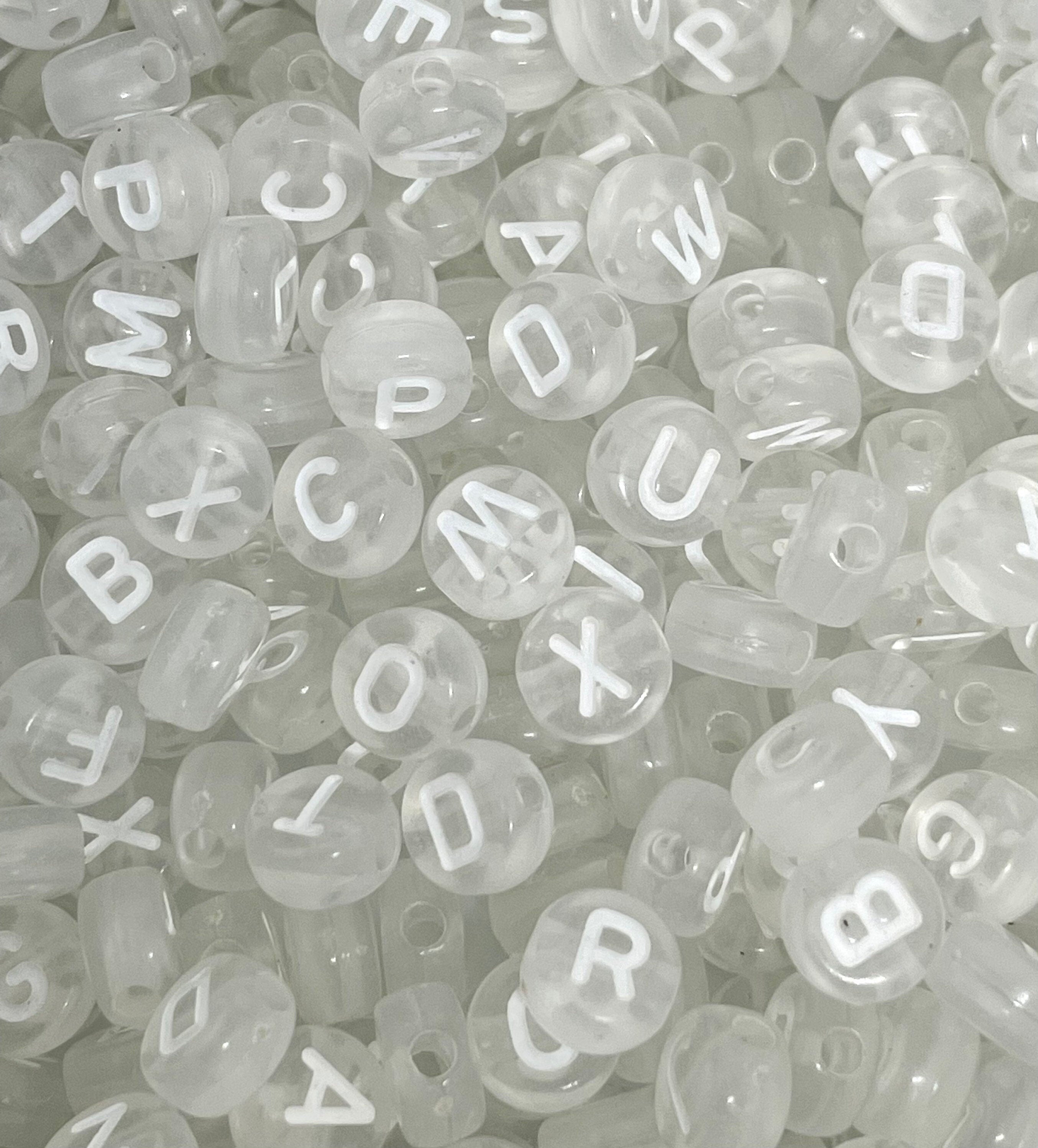 Clear Alphabet Beads for Jewelry Making, Clear Letter Beads for Bracelet, Clear Coin Alphabet Beads, Pastel Goth Beads, Letter Bead Set