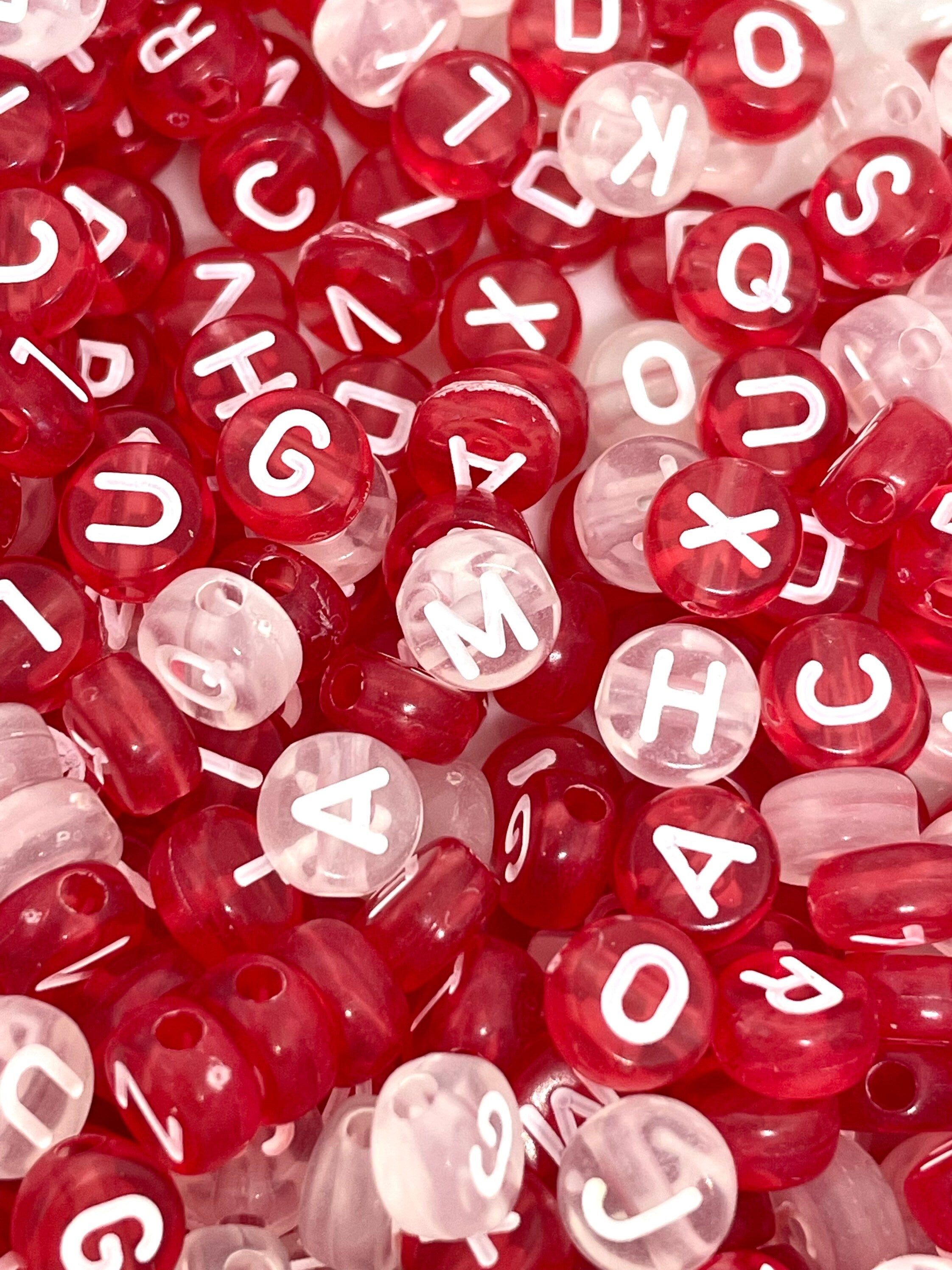 Red and White Letter Beads, Red and White Alphabet Beads, Candy Cane Letter Beads, Christmas Letter Beads for Jewelry Making