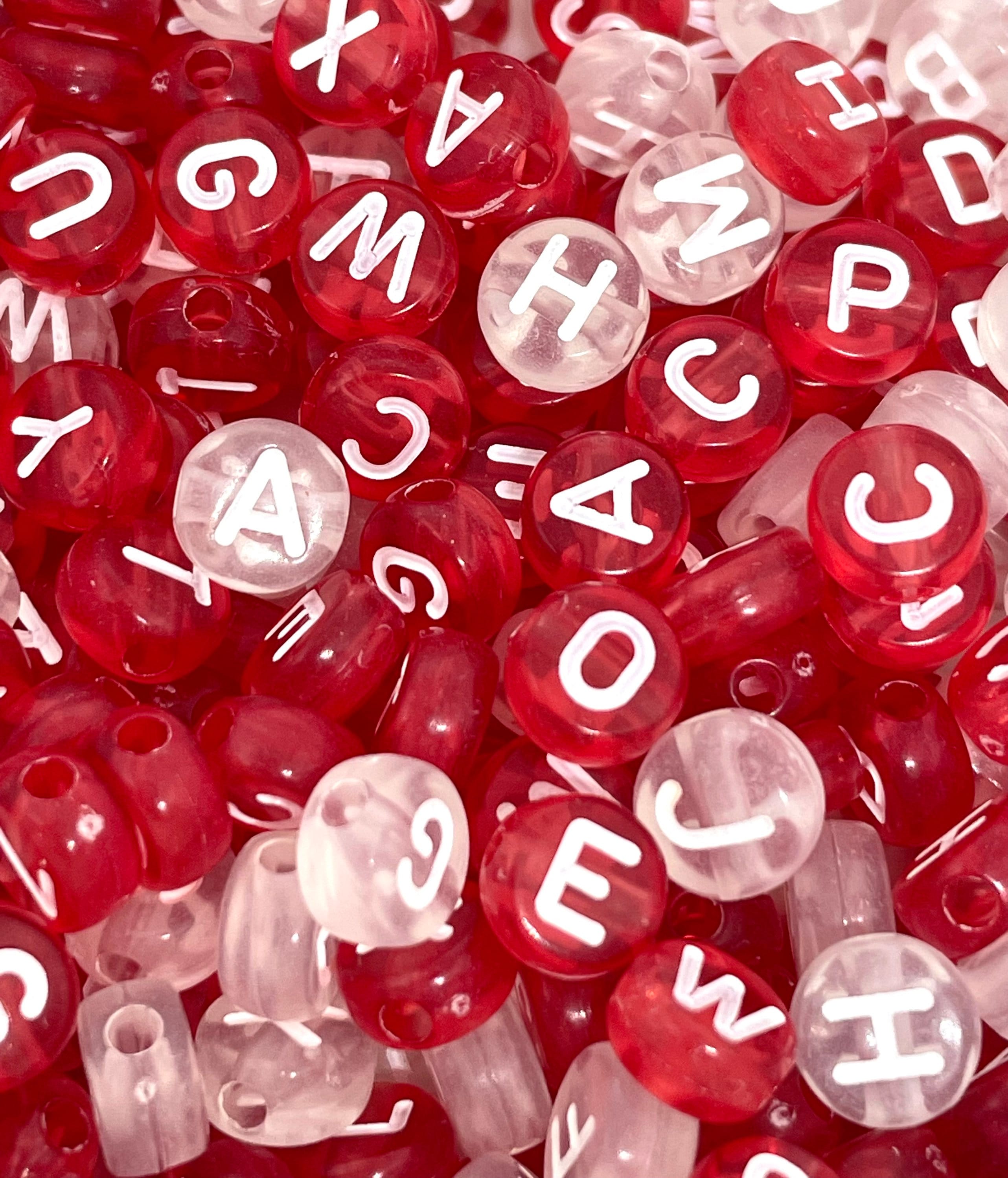 Red and White Letter Beads, Red and White Alphabet Beads, Candy Cane Letter Beads, Christmas Letter Beads for Jewelry Making