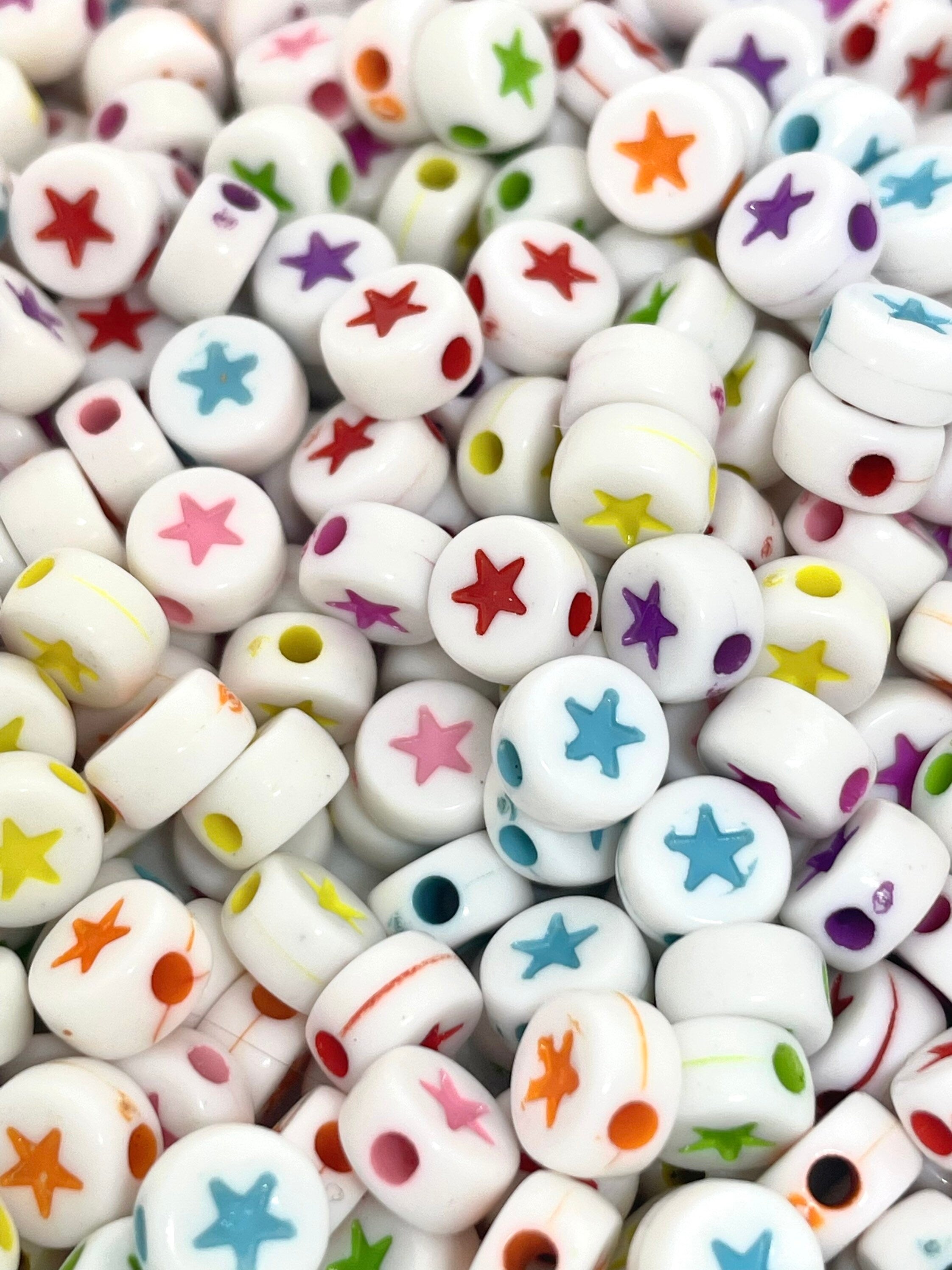 Rainbow Star Beads for Letter Jewelry, Spacer Beads for Alphabet Jewelry, Letter Beads, Rainbow Alphabet Beads, 7mm Letter Beads Bracelet
