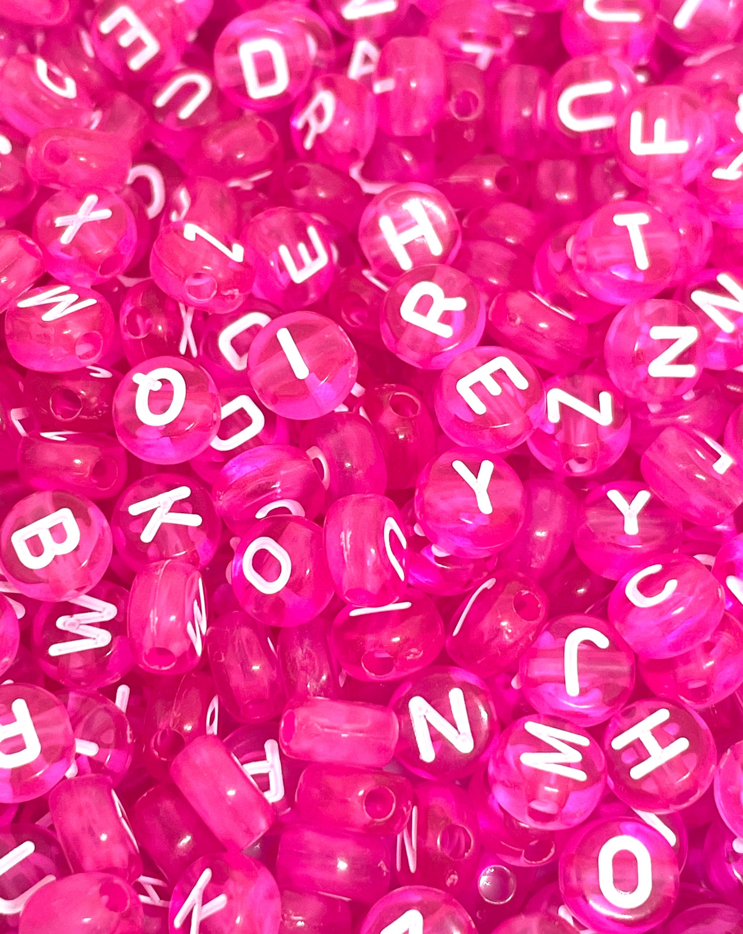 Bright Letter Beads for Bracelet, Bright Alphabet Beads for Bracelet, Pink Letter Beads Bracelet, Fairy Kei Beads, Yume Kawaii, Yami Kawaii