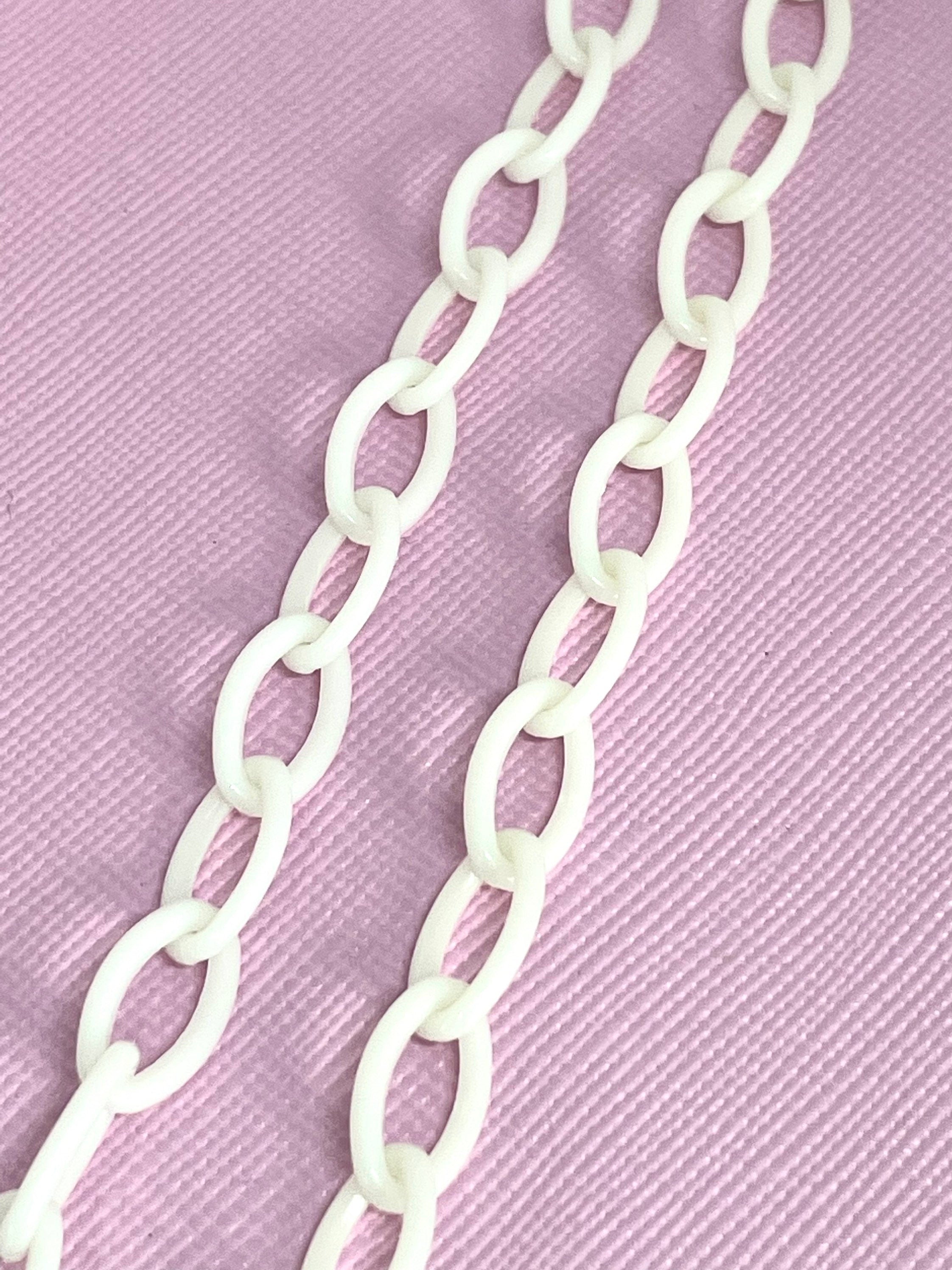 White Plastic Chain for Necklace, 16 inch chain, White Mask Chain, White Acrylic Chain, Bracelet Chain, Plastic Necklace