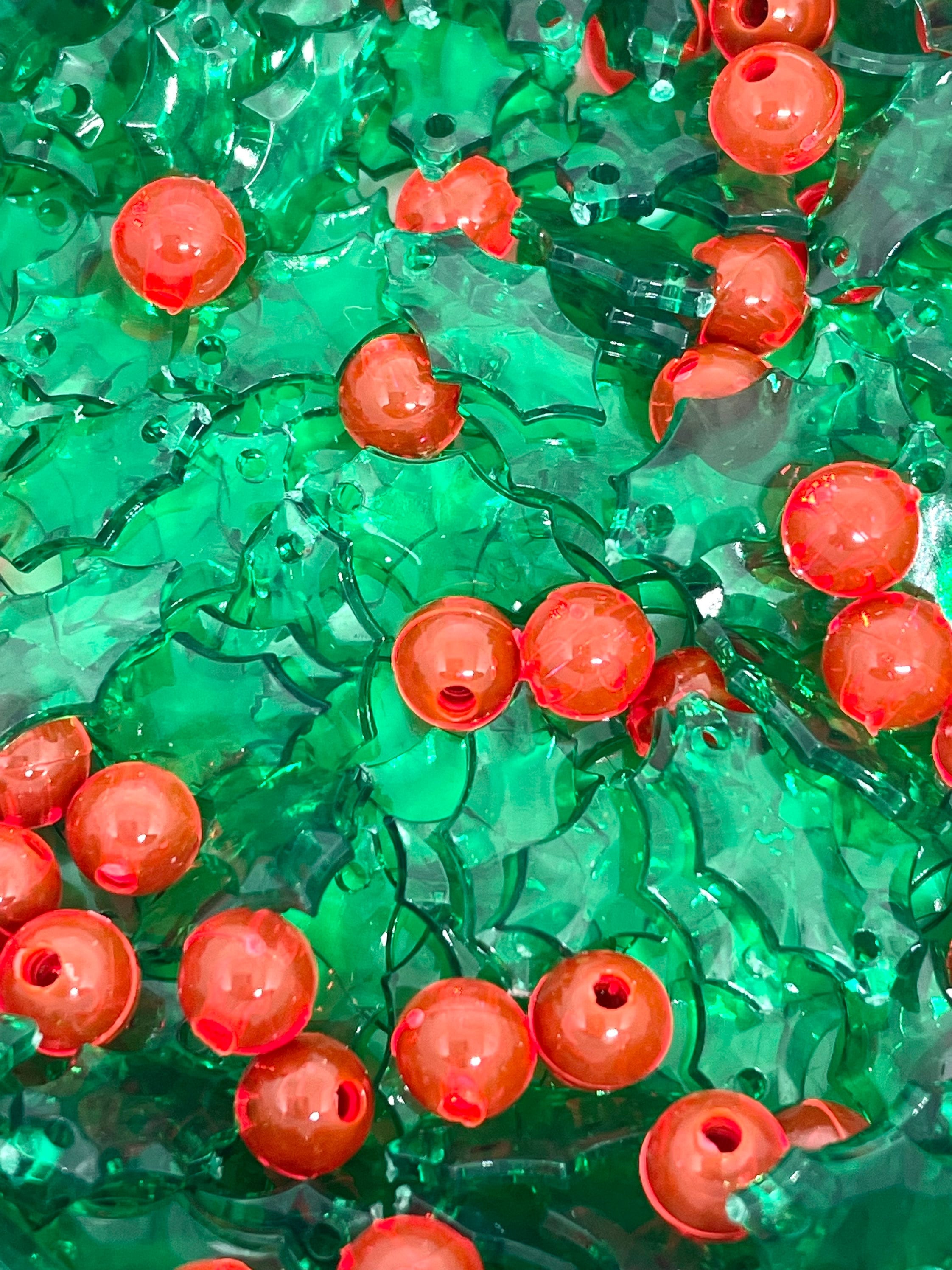 14mm Holly Leaves Beads, Christmas Beads for Jewelry, Leaf Beads, Christmas Beads for Brooch, Xmas Beads for Jewelry Making, Unique Beads
