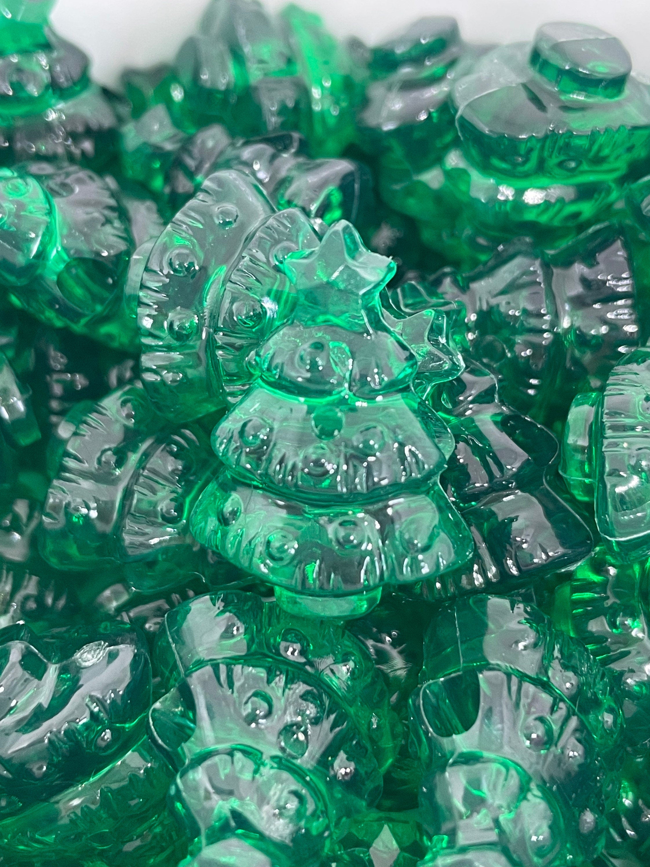 Translucent Christmas Beads, Green Christmas Tree Beads, Candy Beads for Christmas, Green Beads for Ornaments, Holiday Beads, Winter Holiday