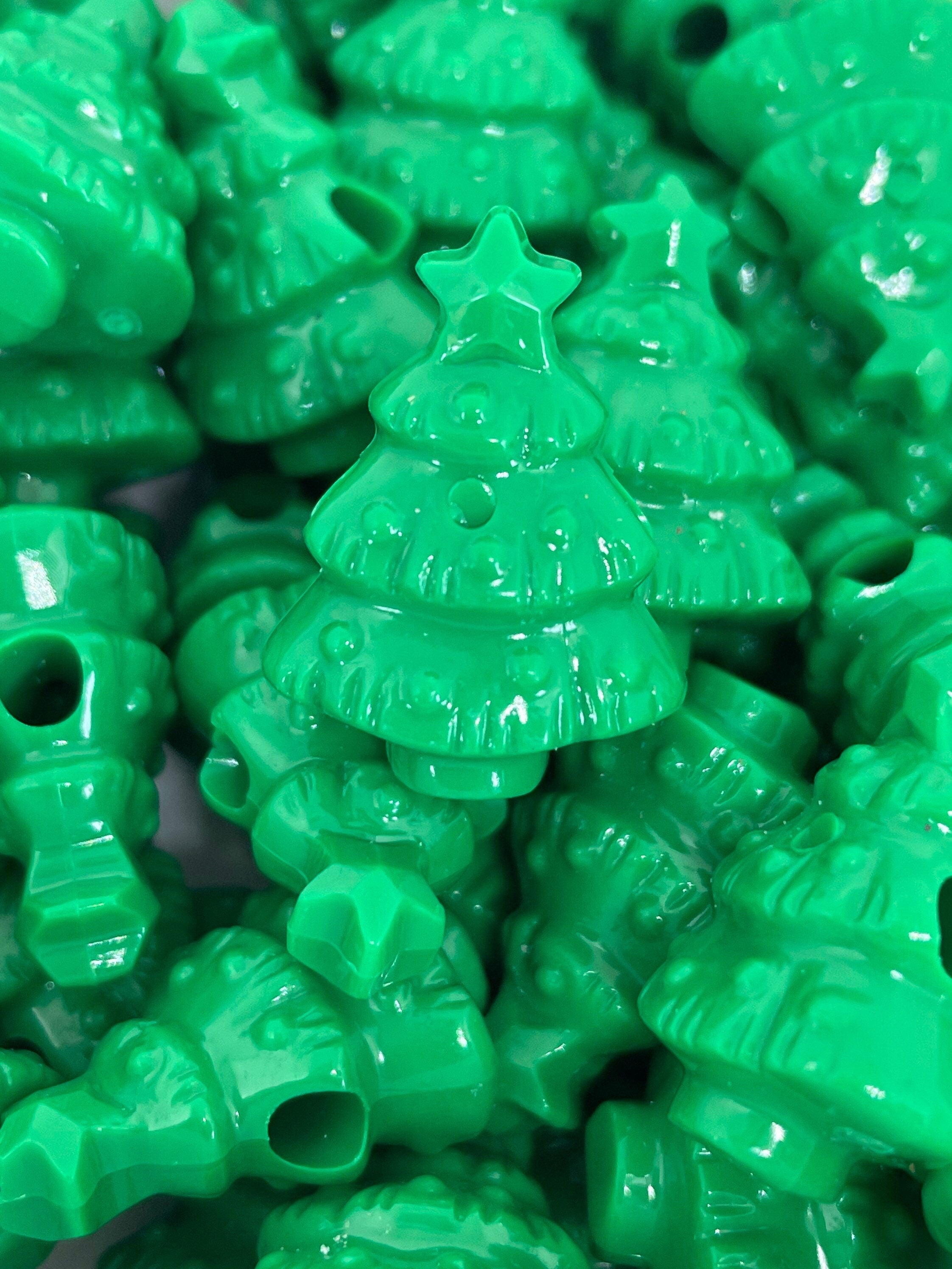 Translucent Christmas Beads, Green Christmas Tree Beads, Candy Beads for Christmas, Green Beads for Ornaments, Holiday Beads, Winter Holiday