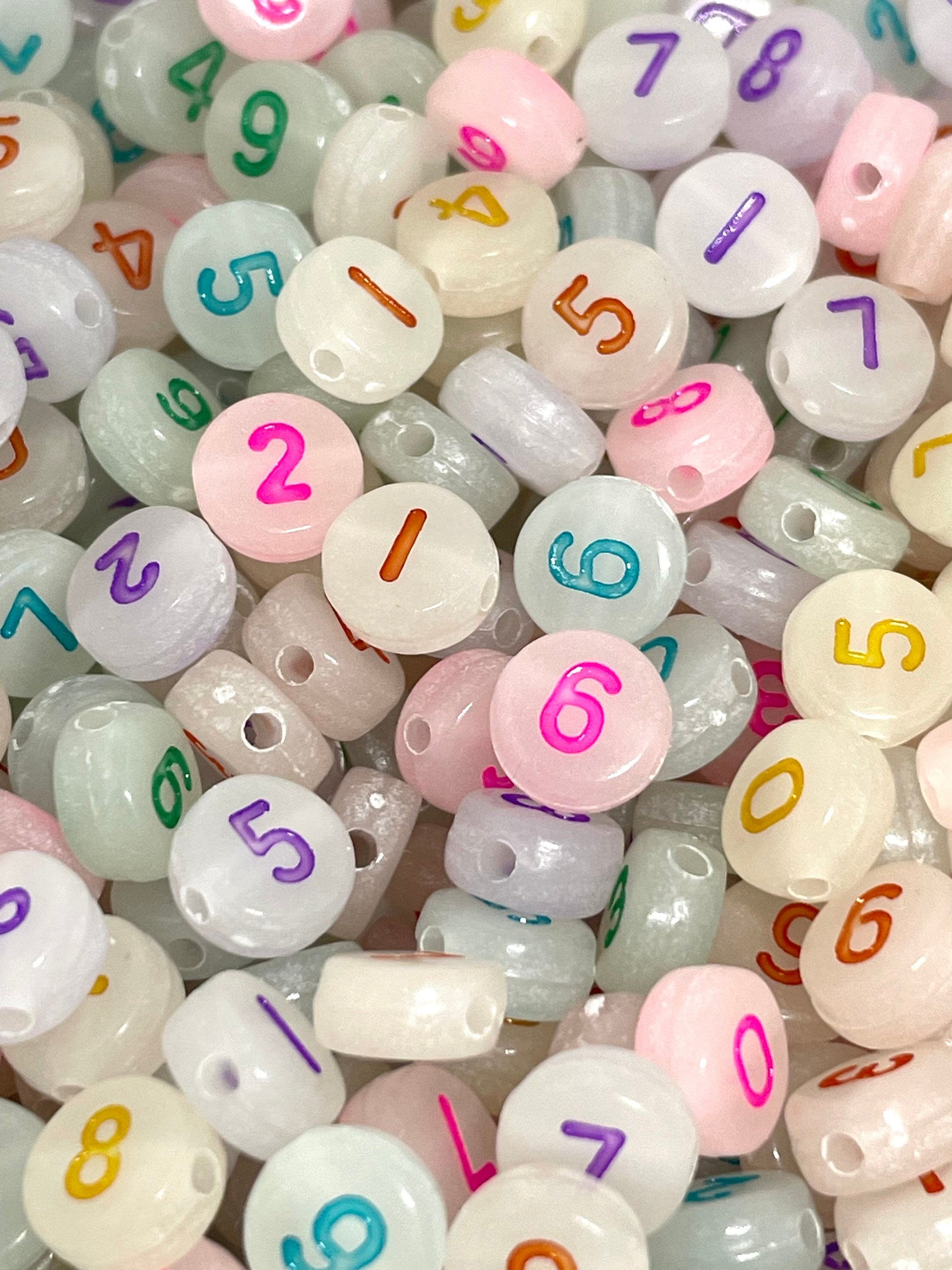 Glow in the Dark Number Beads for Bracelet, Alphabet Beads, Glow in the Dark Letter Beads, Beads with Numbers for Jewelry Making