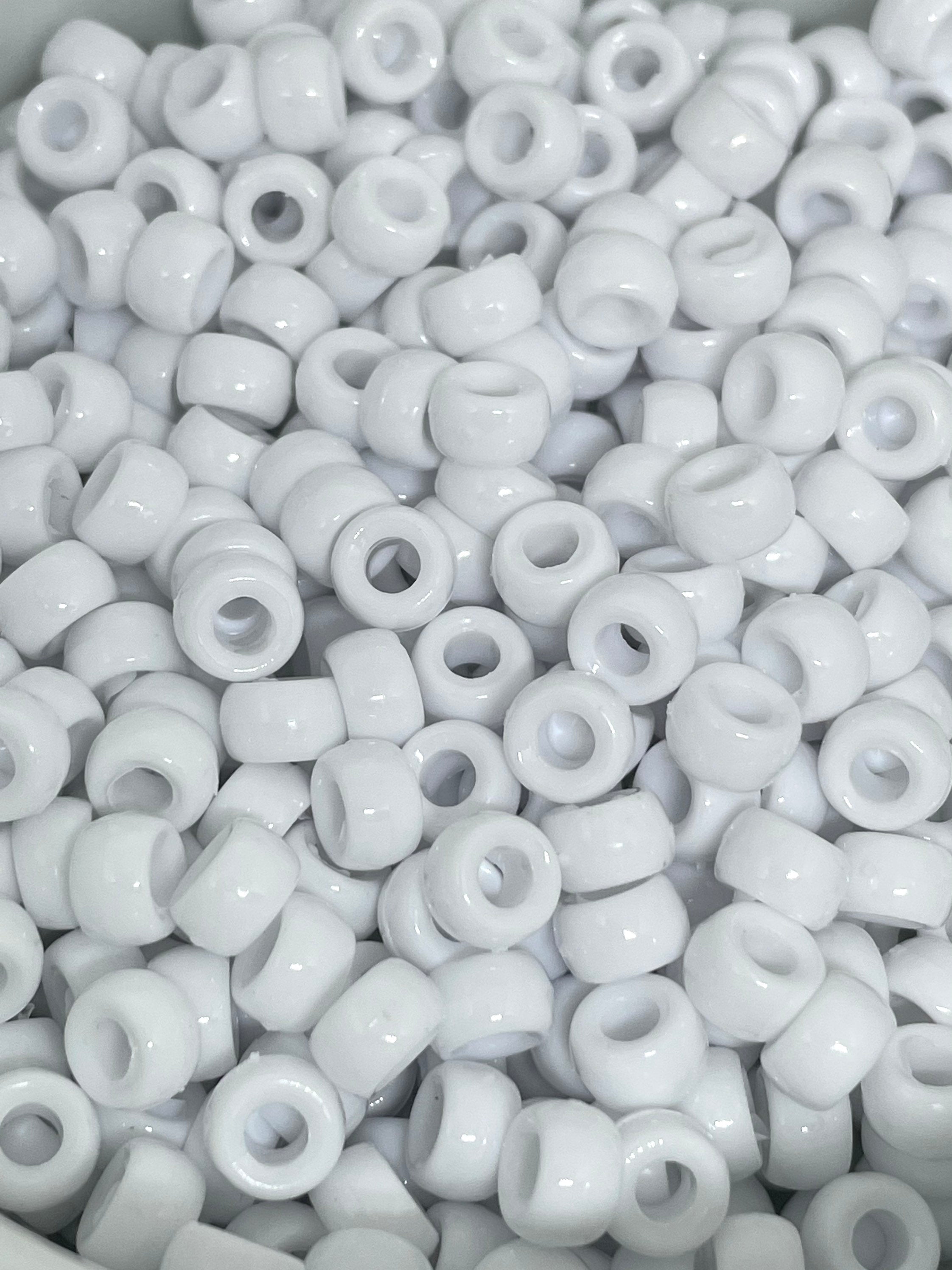 Mini Bright White Barrel Beads for Bracelet, Small White Spacer Beads, 6.5mm Mini Pony Beads, Tiny Kandi Beads