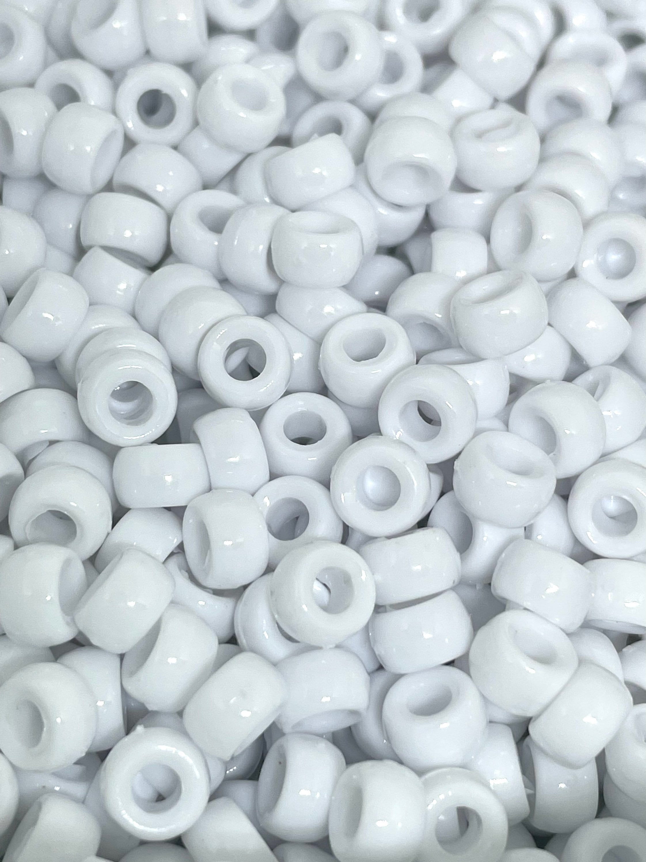 Mini Bright White Barrel Beads for Bracelet, Small White Spacer Beads, 6.5mm Mini Pony Beads, Tiny Kandi Beads