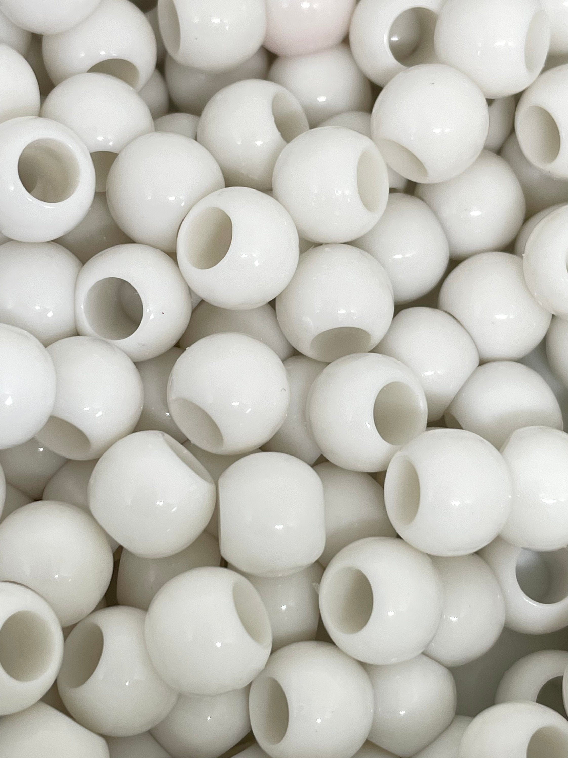 Large White Pony Beads for Hair Beads, Dreadock Beads, Dread Beads, Braid Beads, White Large Hole Beads, Kids Craft Beads, Bulk Beads