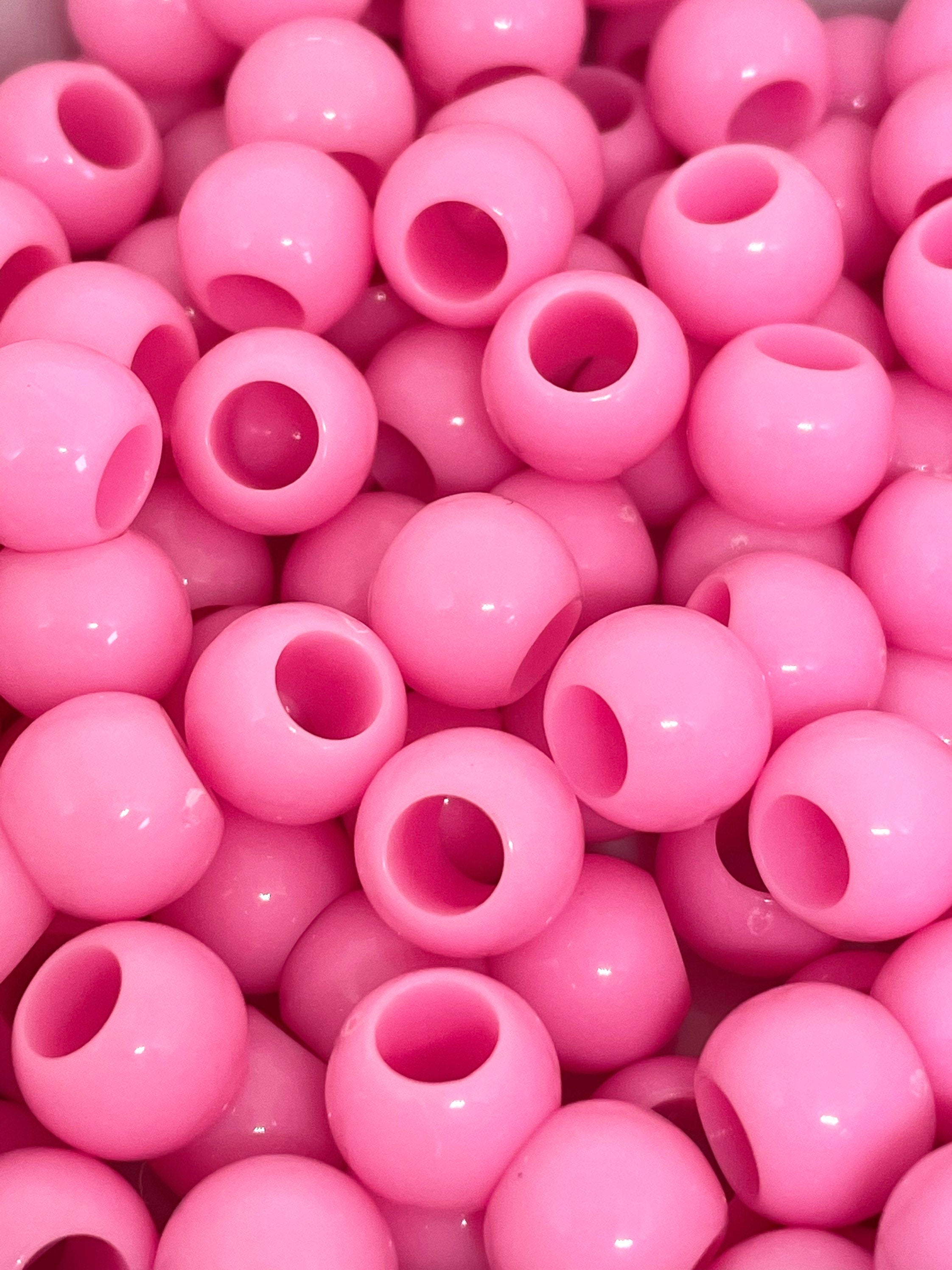 Light Pink Pony Beads, Round Pink Beads for Hair, Hair Beads, Dreadlock Beads, Dread Beads, Braid Beads, Hair Accessories, Large Hole Beads