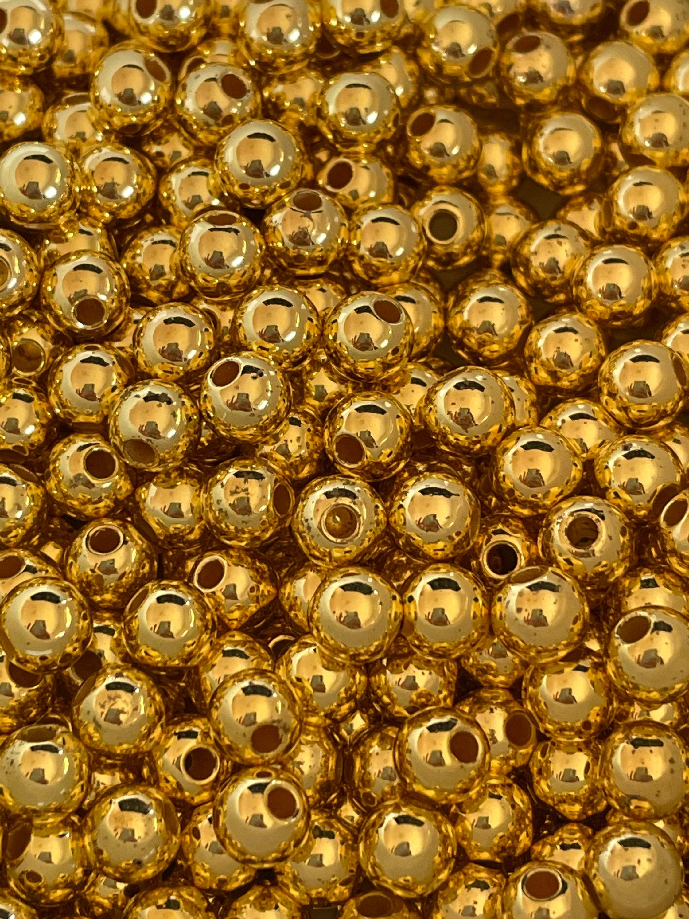 Gold Beads, Gold Round Spacer Beads, Gold Round Beads for Necklace, Gold Beads for Jewelry, Gold Beads for Bracelet, Cosplay Beads