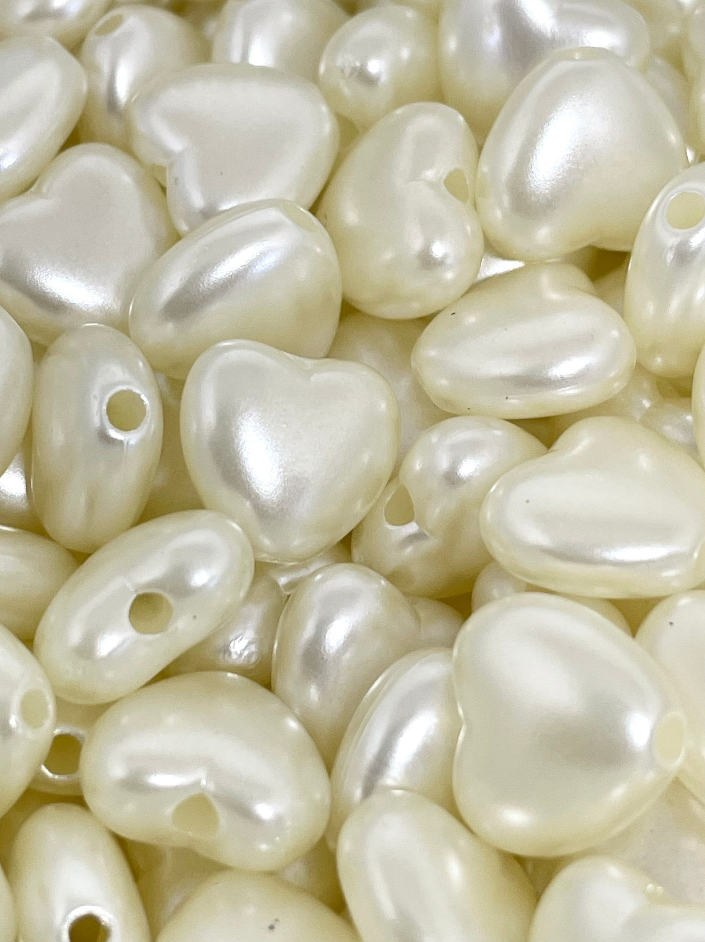 White Pearlized Heart Beads: Elegant and Timeless Craft Jewels