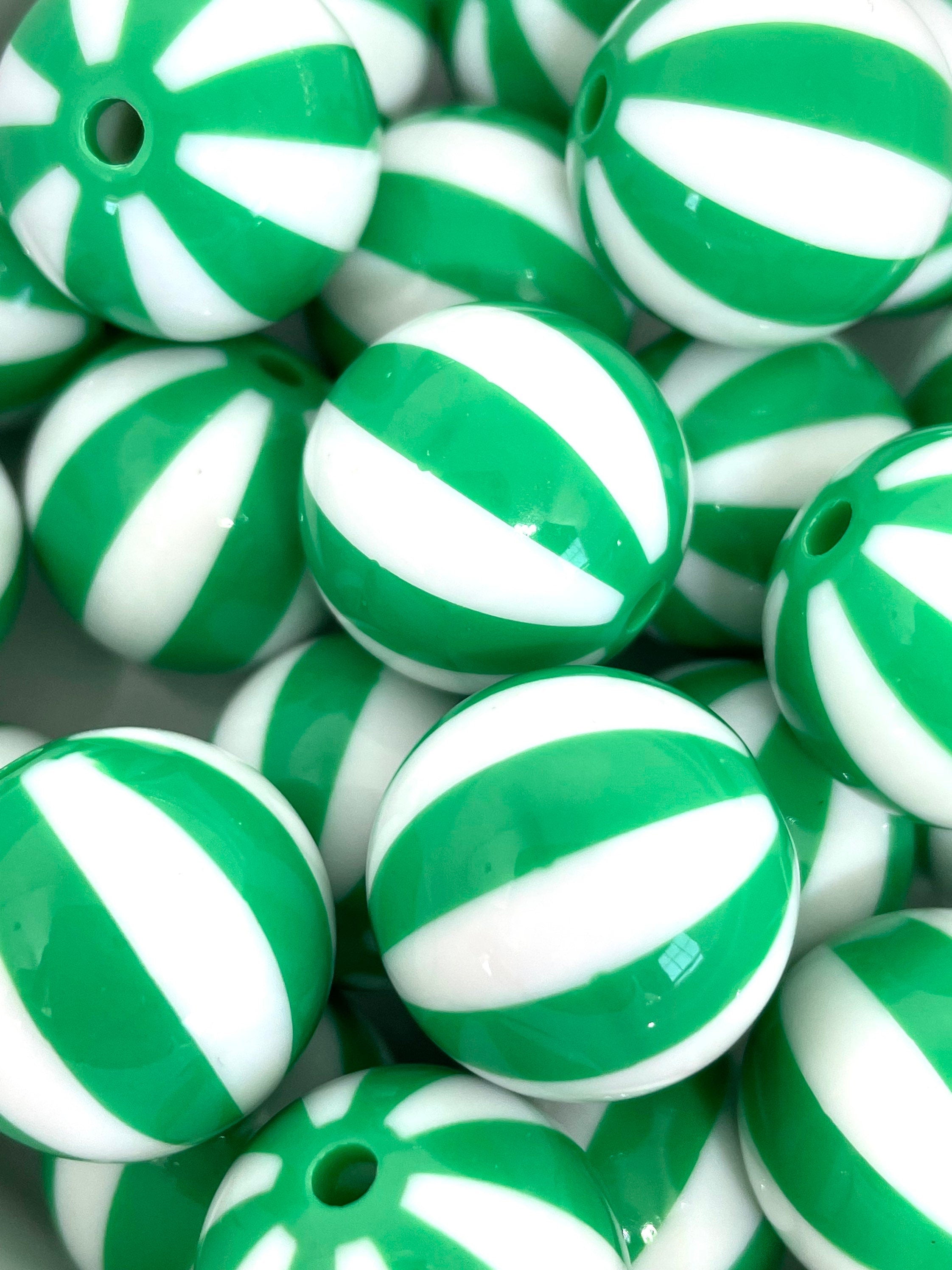 Chunky Christmas Beads for Necklace, Peppermint Beads, 20mm Bead Mix for Christmas, Chunky Christmas Beads for the Holidays, Striped Beads