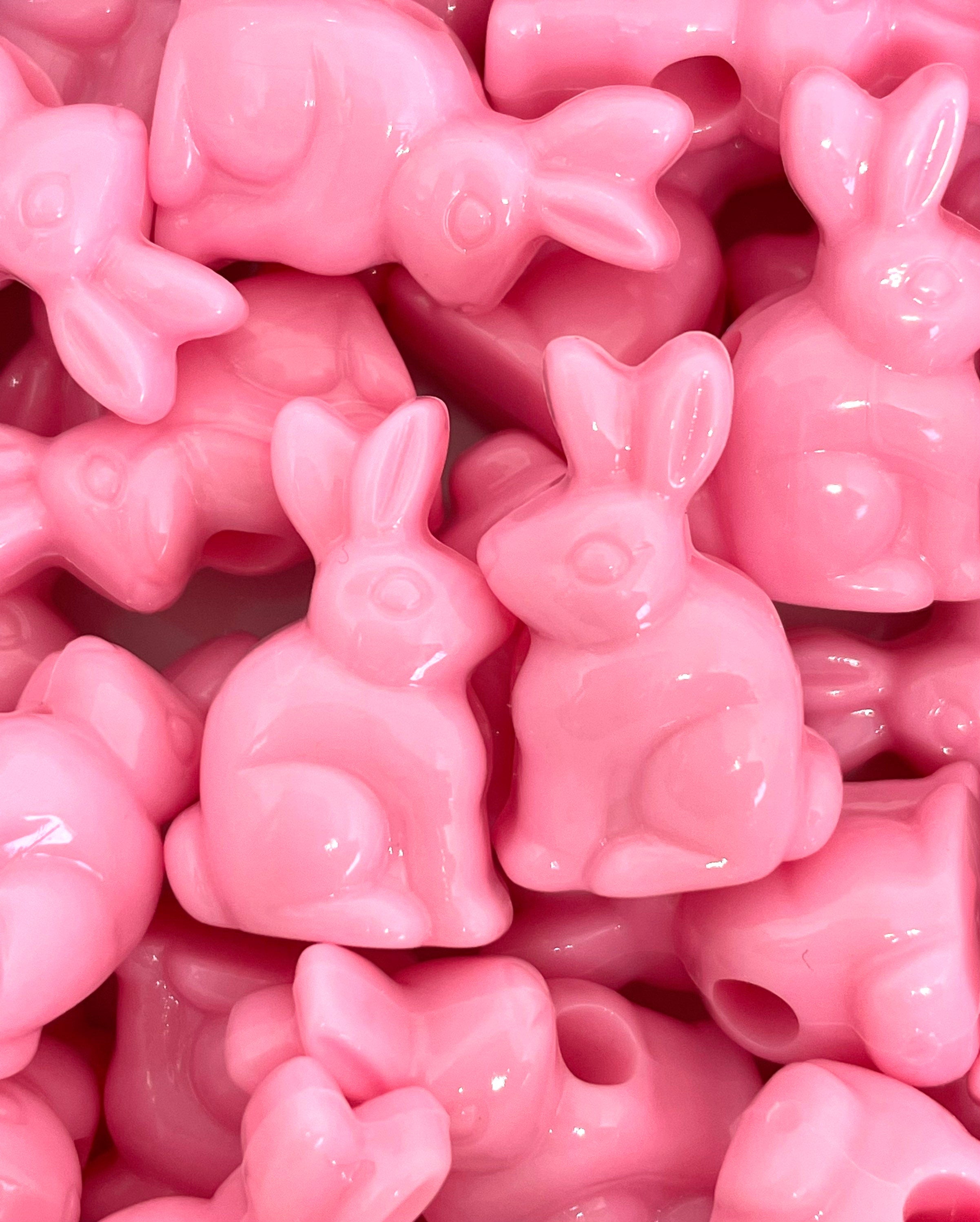 Chocolate Bunny Beads, Animal Beads for Easter, Easter Beads, Pink and Brown Beads for Jewelry Making, Pet Beads, Large Hole Beads
