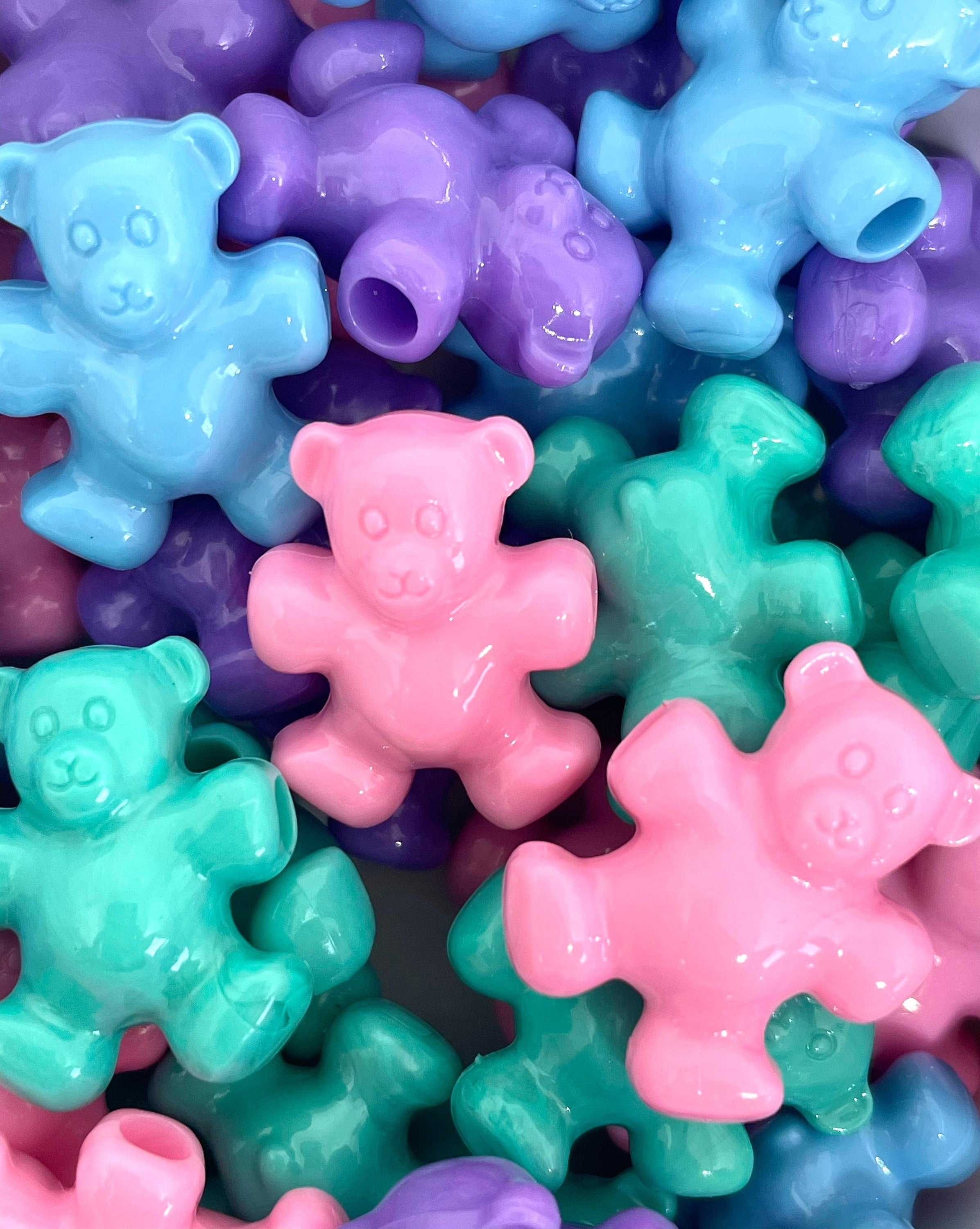 Pastel Teddy Bear Beads, Pastel Bead Mix, Animal Beads for Kids, Unique Beads, Large Beads, Teddy Bear Bead Assortment for Jewelry Making