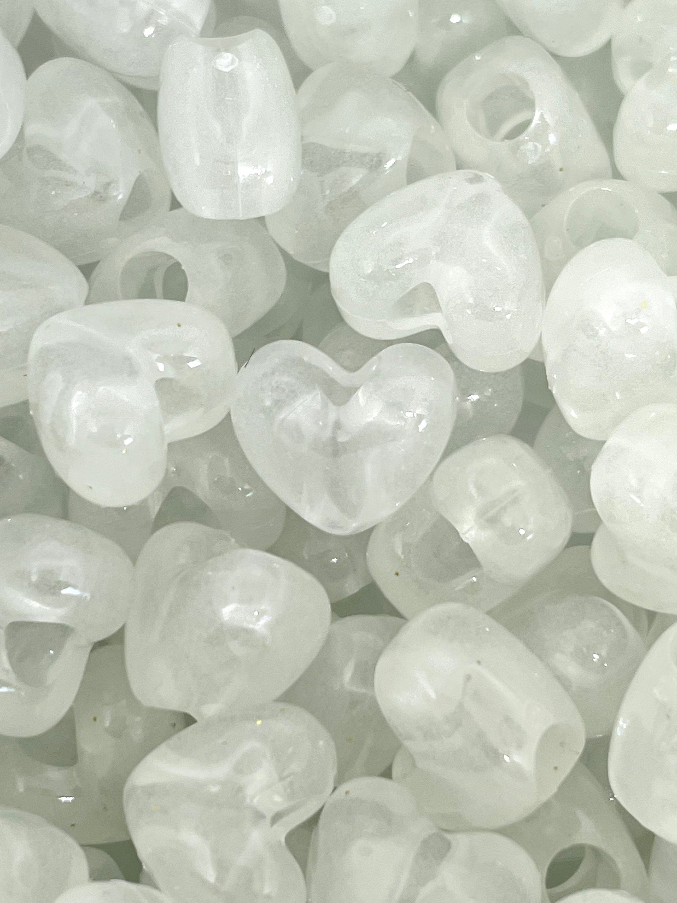 Glow in the Dark Beads, Glow in Dark Heart Beads for Kandi, GID Pony Beads, Heart Barrel Beads for Jewelry Making, Large Hole Beads