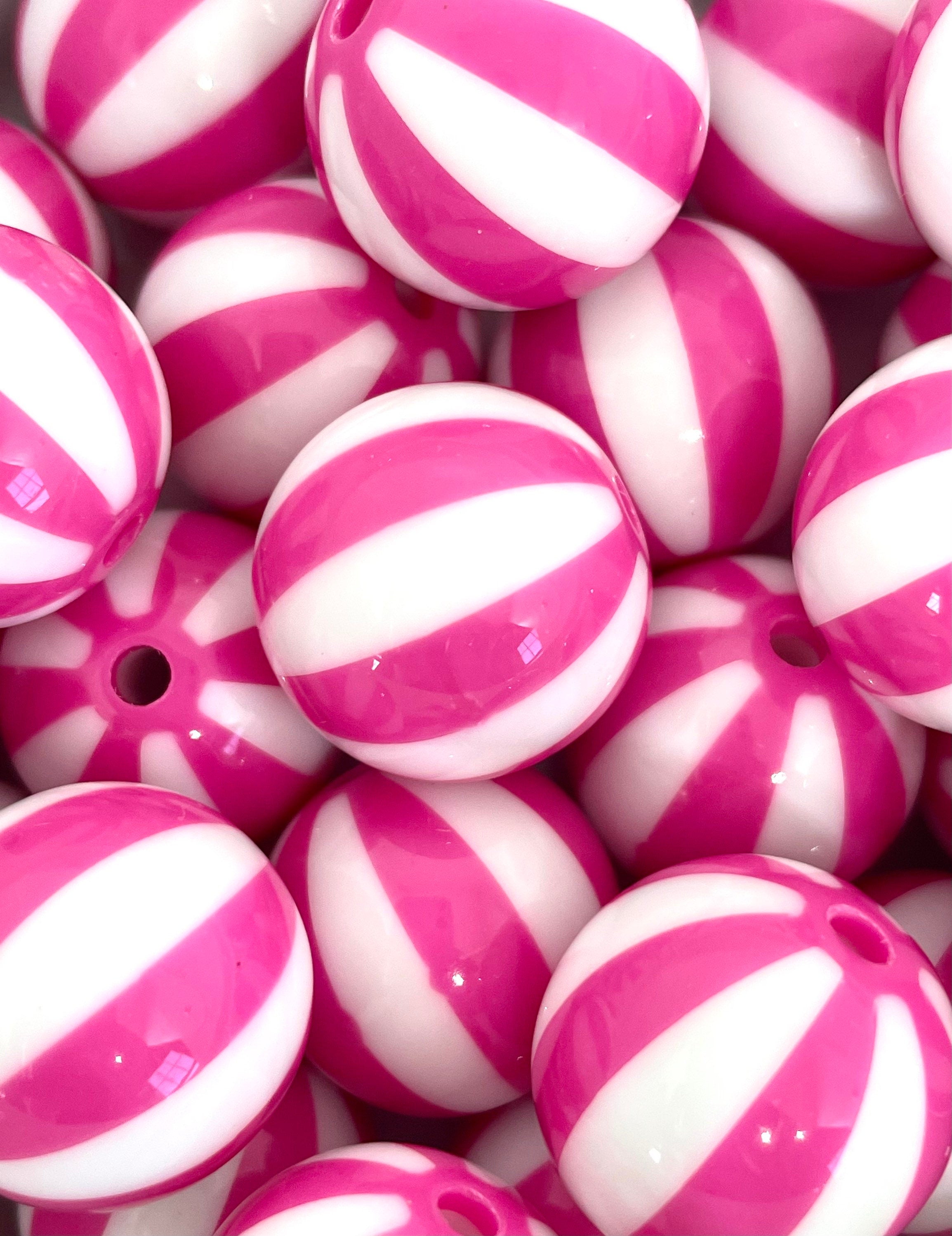 Cute Beach Ball Bead Set for Necklace, Kawaii Chunky Beads, 20mm Beads for Jewelry Making, Striped Bead Assortment, Dolly Kei Beads, Gyaru