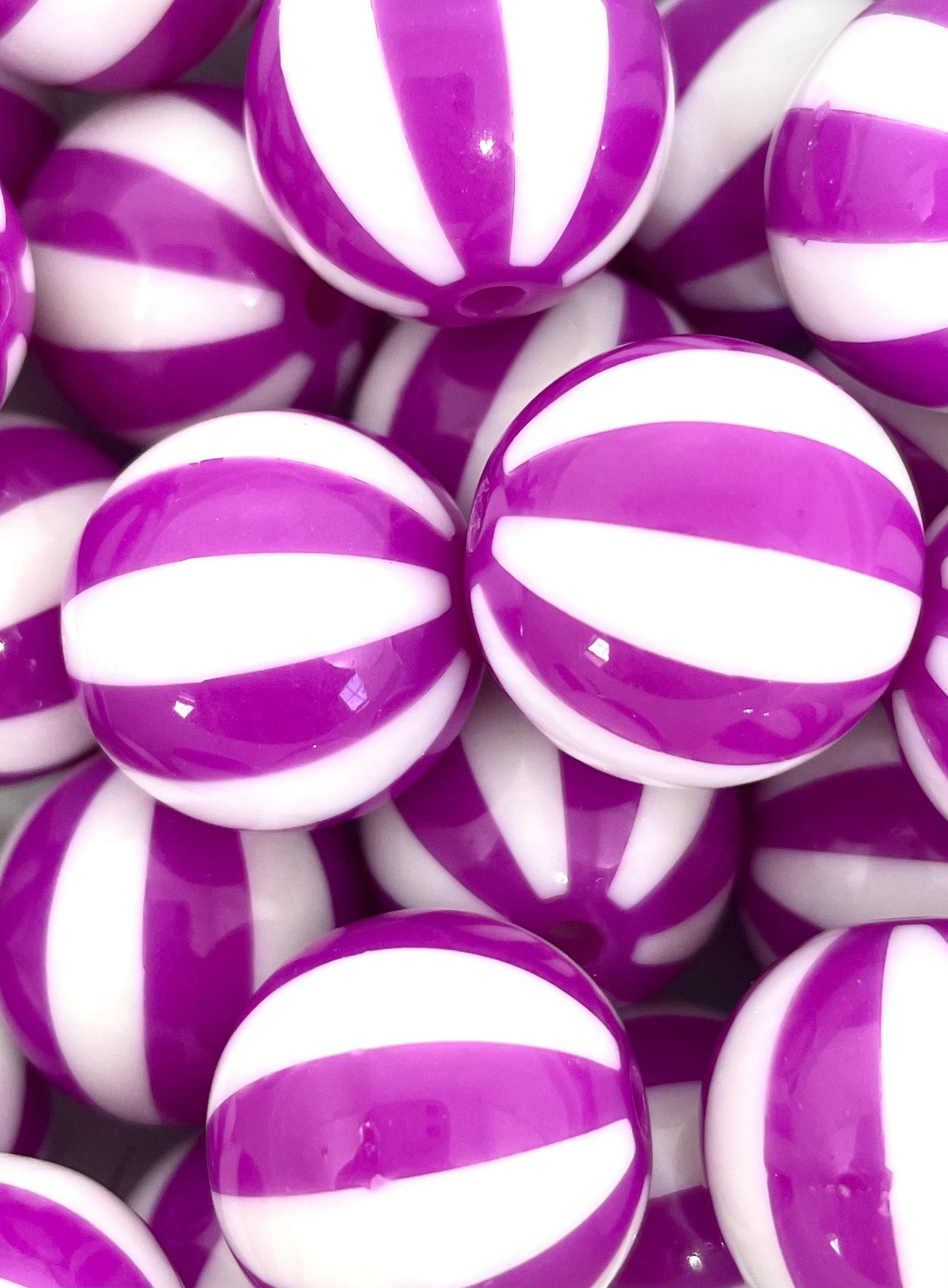 Cute Beach Ball Bead Set for Necklace, Kawaii Chunky Beads, 20mm Beads for Jewelry Making, Striped Bead Assortment, Dolly Kei Beads, Gyaru