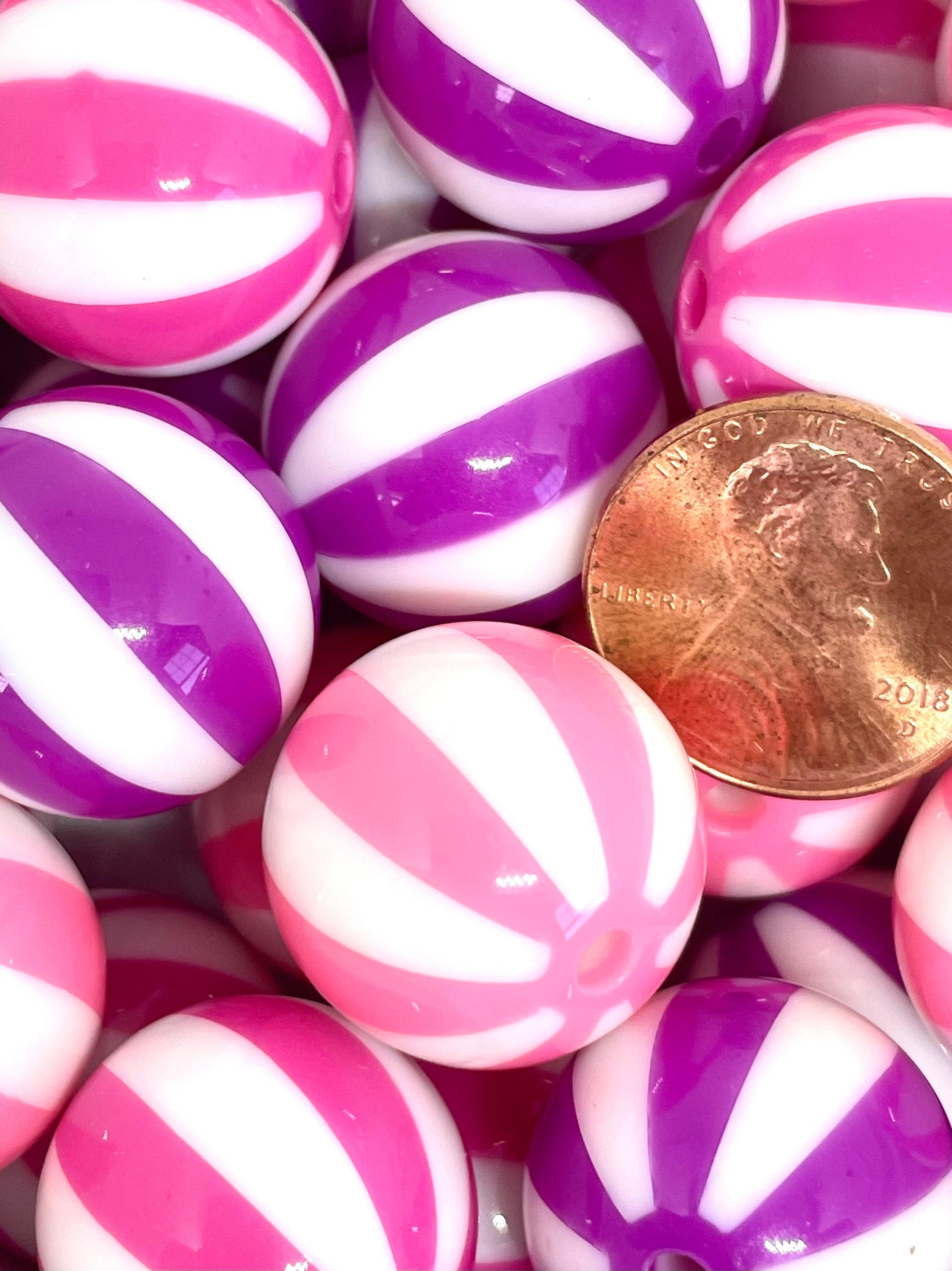 Cute Beach Ball Bead Set for Necklace, Kawaii Chunky Beads, 20mm Beads for Jewelry Making, Striped Bead Assortment, Dolly Kei Beads, Gyaru