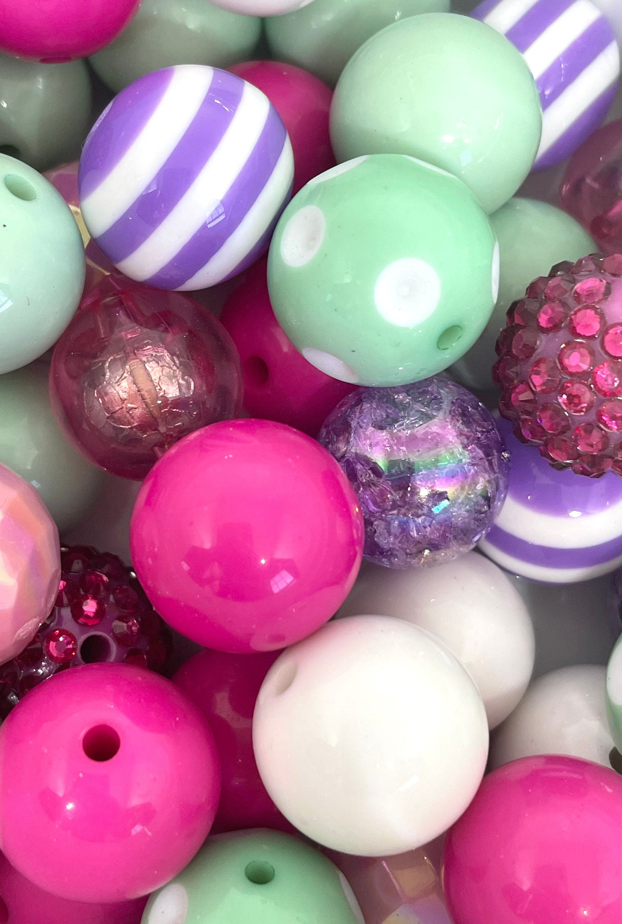 Cute Pastel Chunky Bead Mix, Beads 20mm for Chunky Jewelry, Large Round Beads, Bead Assortment, Pastel Bead Variety for Necklace