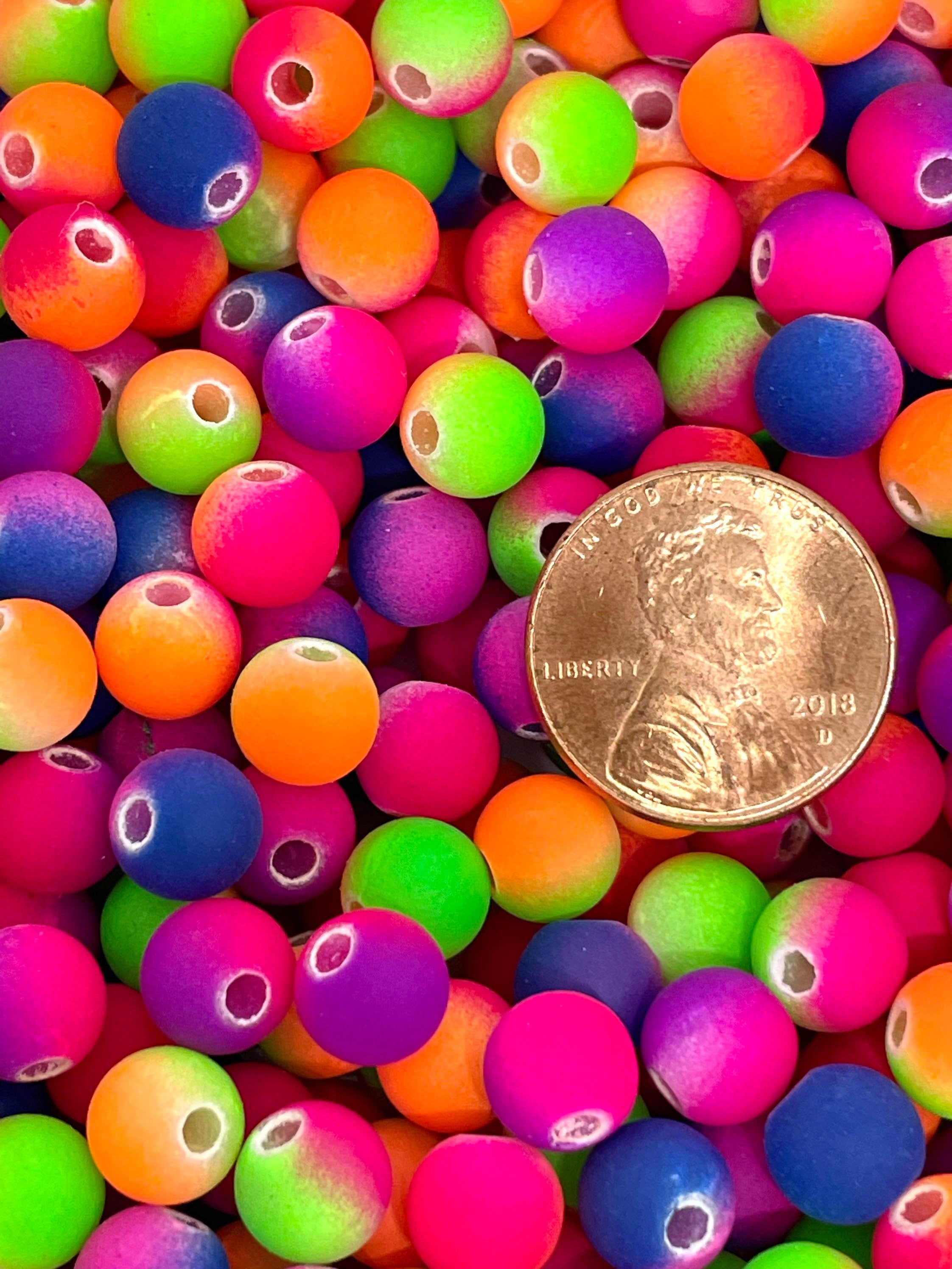 Neon Bead Mix, Rave Beads for Necklace, EDM Beads for Bracelet, Rubberized Beads for Keychain, Festival Beads, Neon Necklace, Unique Beads
