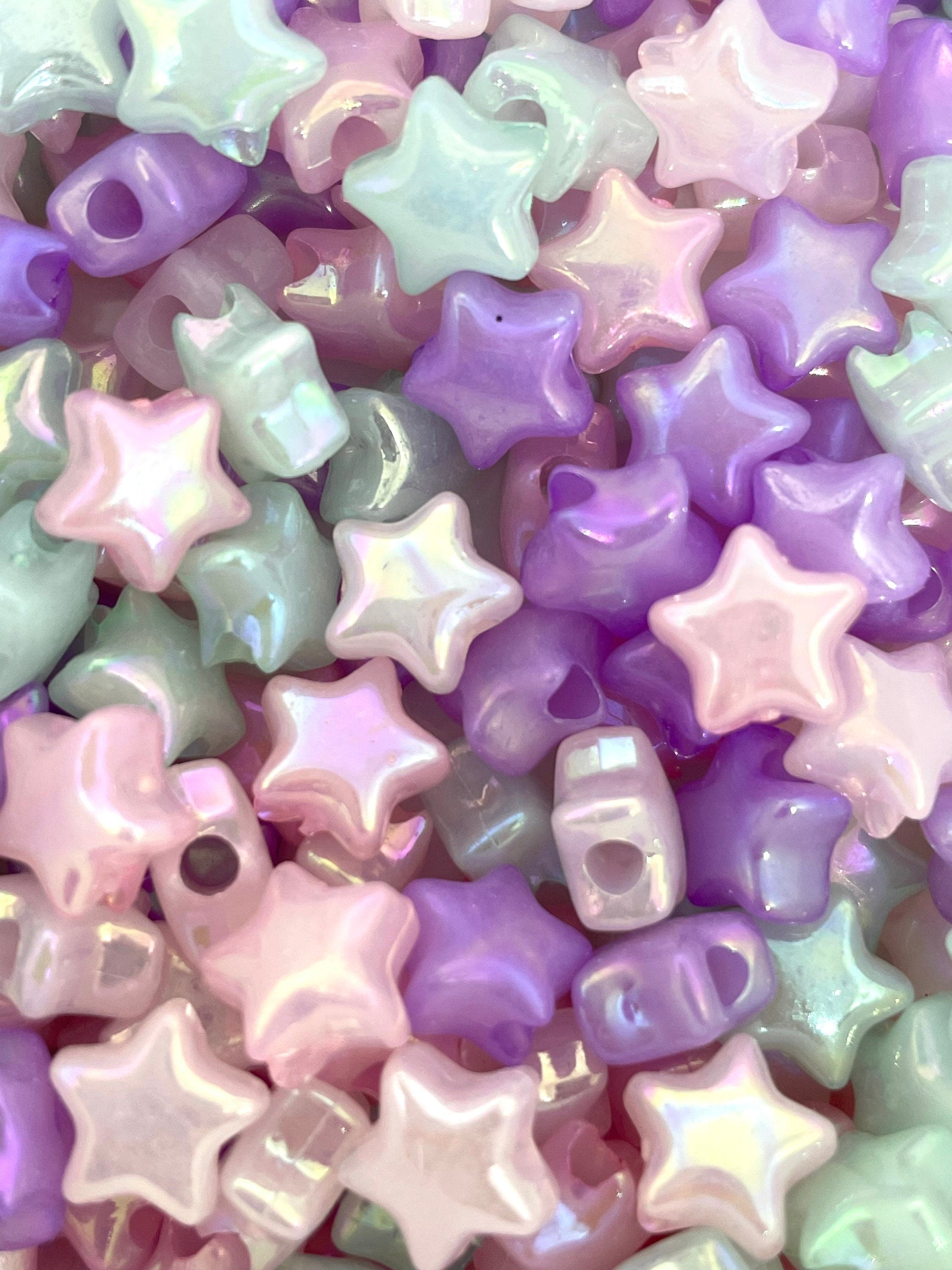 Iridescent Beads, Pastel Star Bead Mix for Jewelry Making, Fairy Kei, Lolita, Gyaru, Sweet Lolita, Dolly Kei Beads for Bracelet, Cosplay