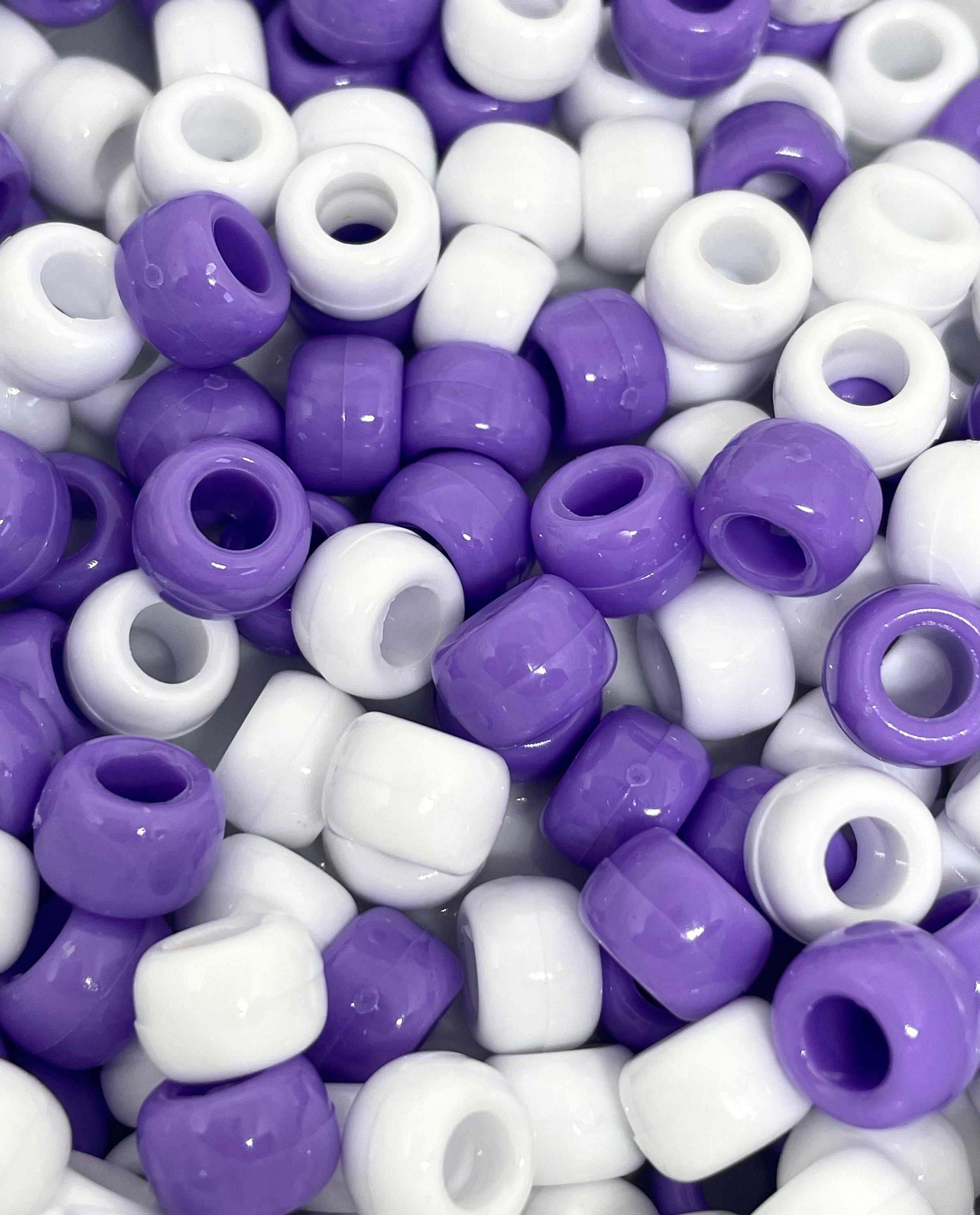 Lilac Purple and White Pony Beads, Lilac Purple Beads for Jewelry Making, Bracelet Beads, Mask Beads, Purple and White Assorted Beads