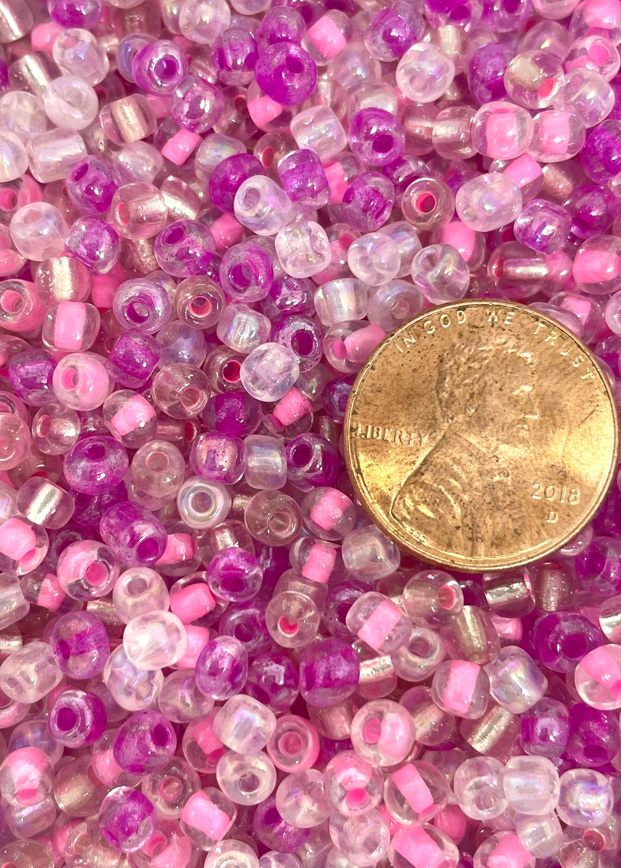 Magenta Pink Seed Bead Set for Jewelry Making, Delicate Beads for Necklace, Cute Pink Bead Assortment, 6mm Beads