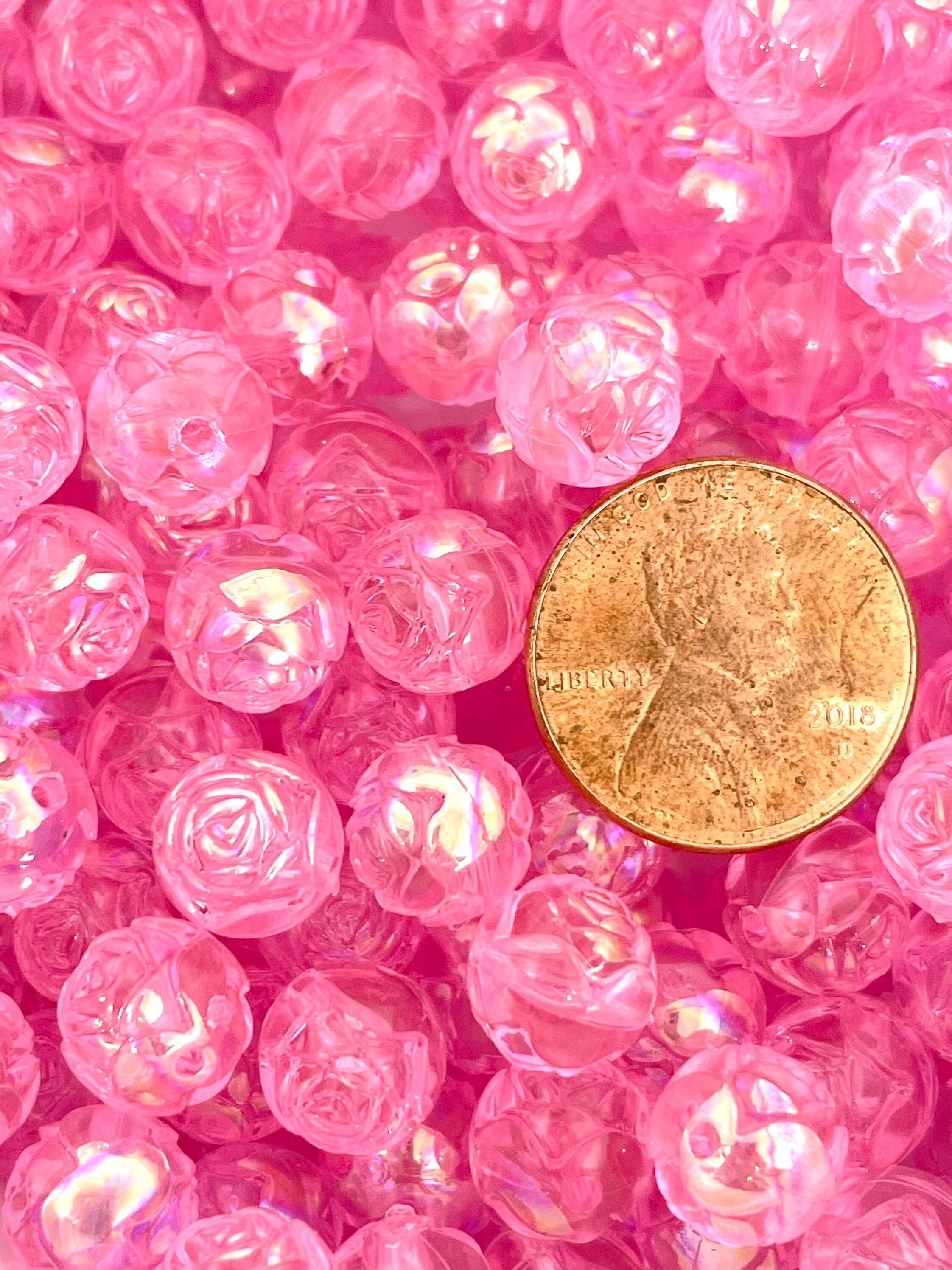 Pink Rosebud Beads for Jewelry Making, Rose Beads, Flower Beads for Bracelet, Rose Charm, Flower Charm, Rose Pendant
