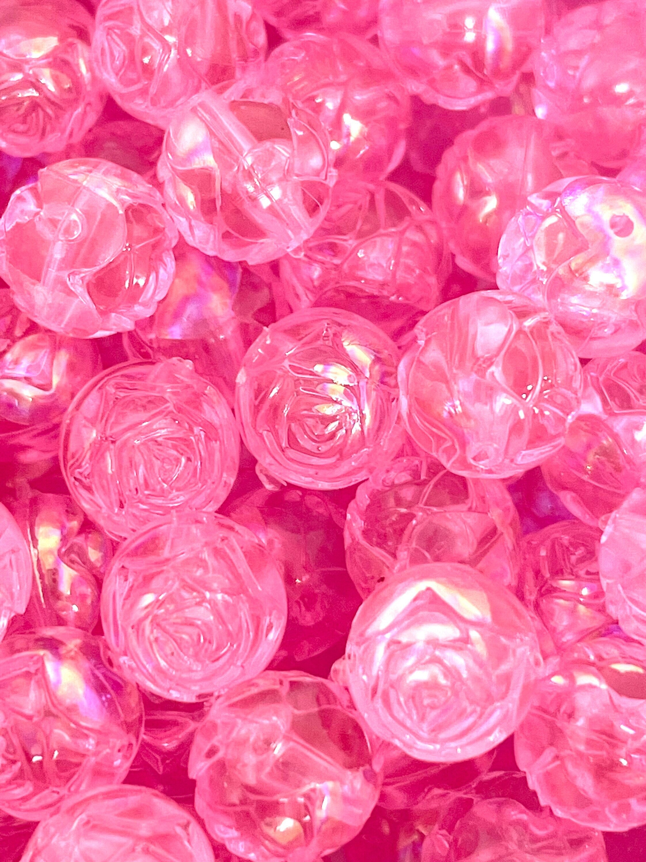 Pink Rosebud Beads for Jewelry Making, Rose Beads, Flower Beads for Bracelet, Rose Charm, Flower Charm, Rose Pendant