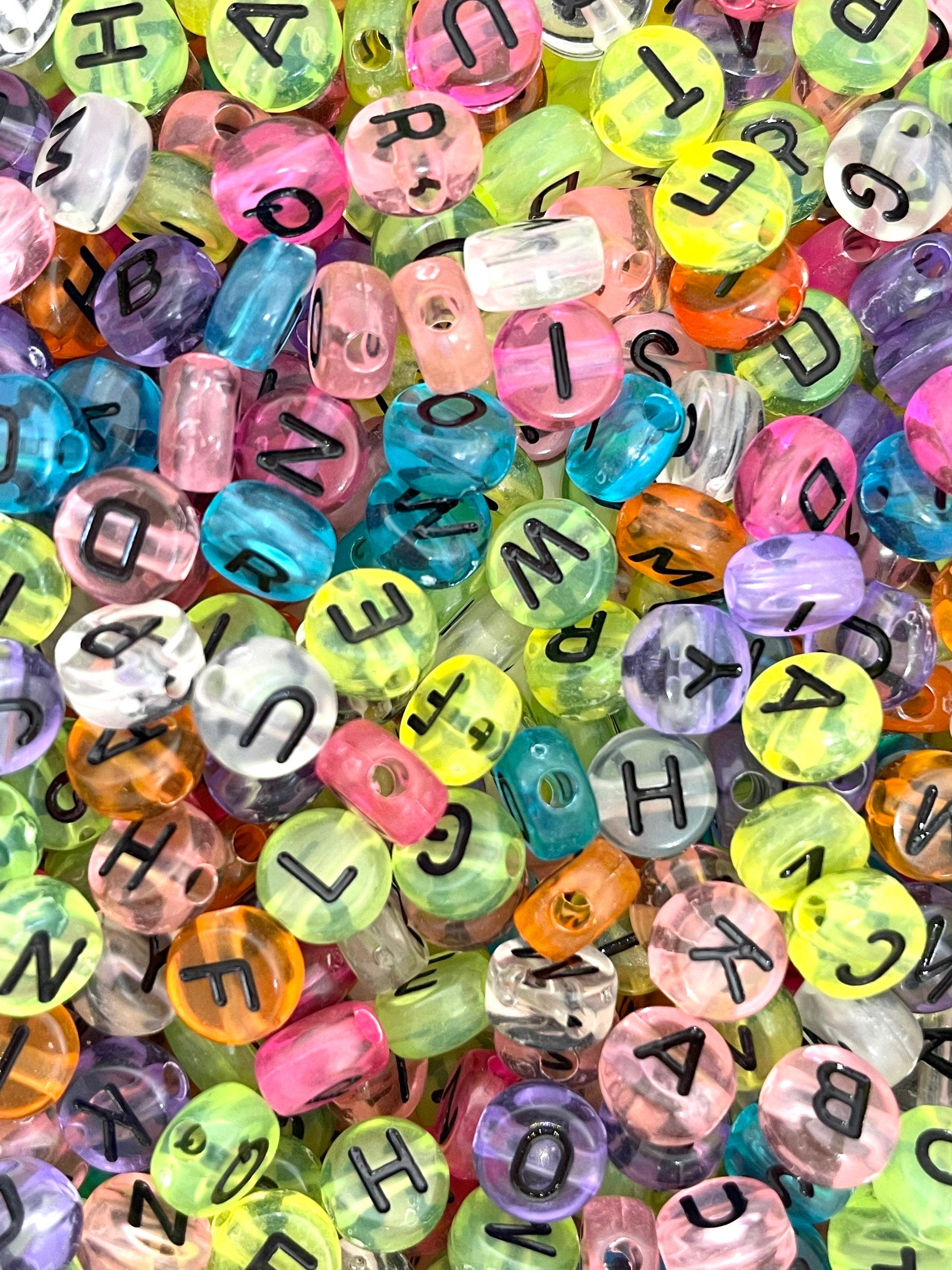 Translucent Bright Letter Beads for Jewelry Making, Clear Alphabet Beads for Bracelet, Bulk Letter Beads, DIY Beads for Name Bracelet