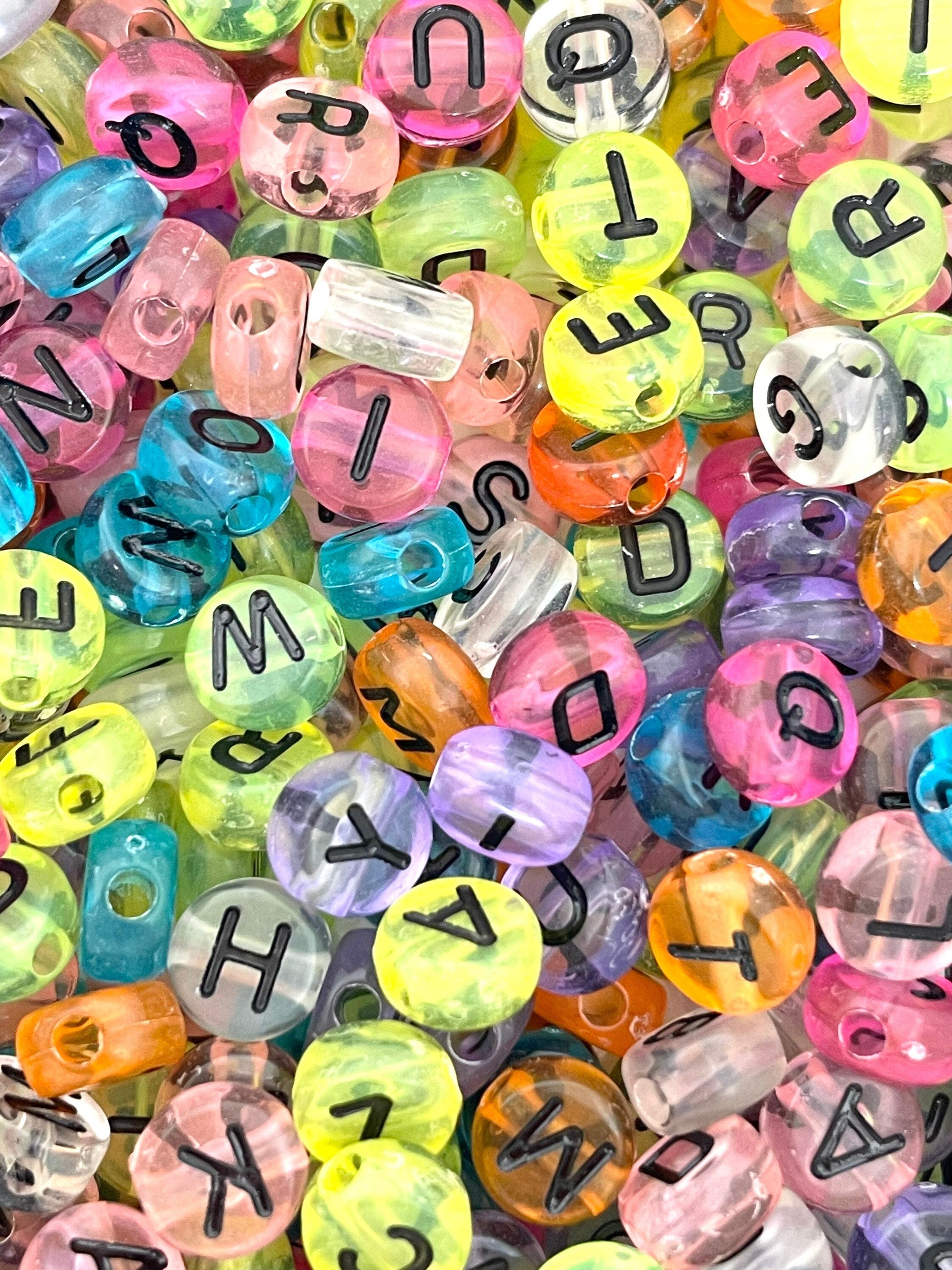 Translucent Bright Letter Beads for Jewelry Making, Clear Alphabet Beads for Bracelet, Bulk Letter Beads, DIY Beads for Name Bracelet