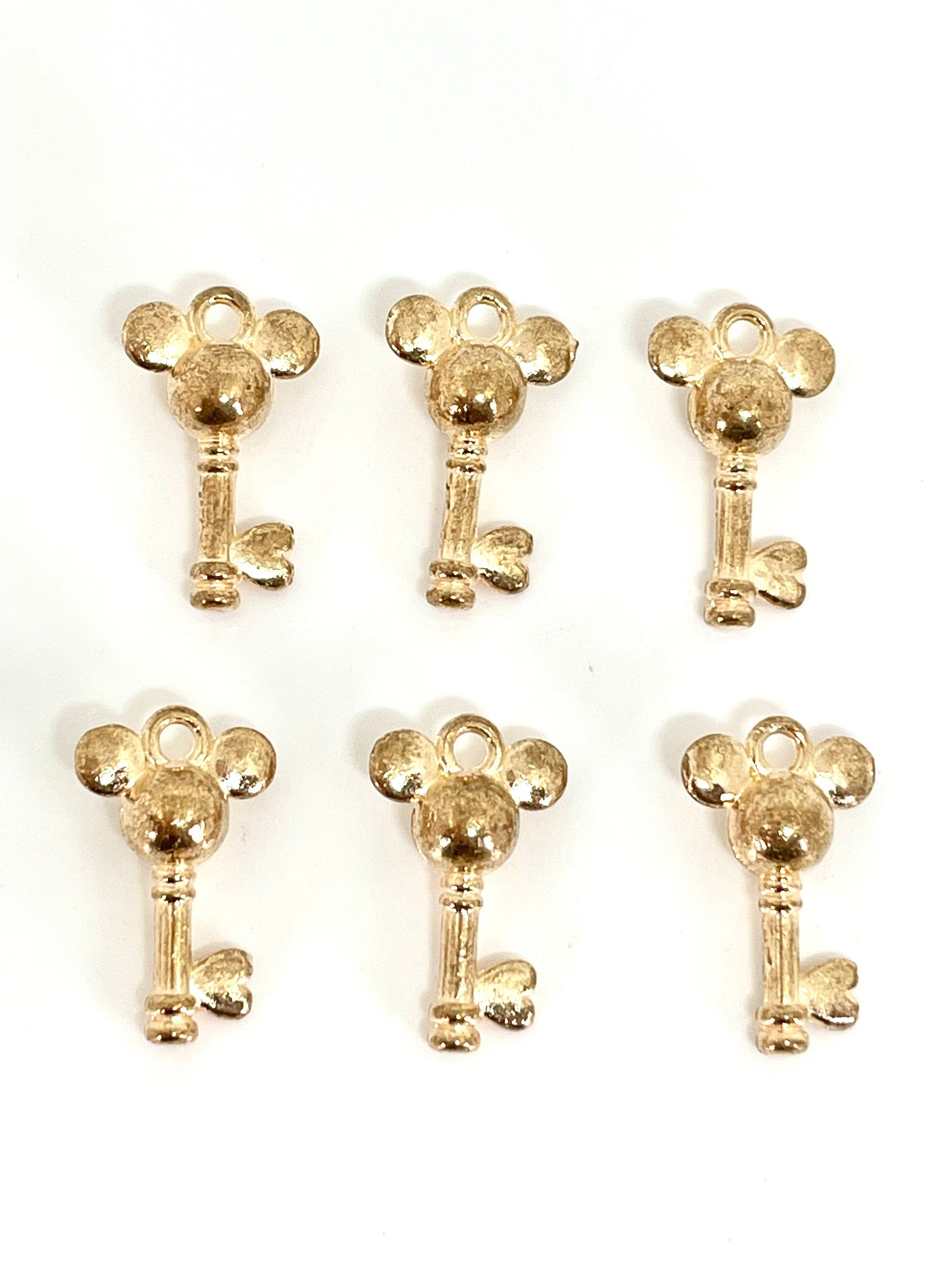 Gold Mickey Key Charm for Disneyland, Disney World, Mouse Charm, M and M charm, MM Beads