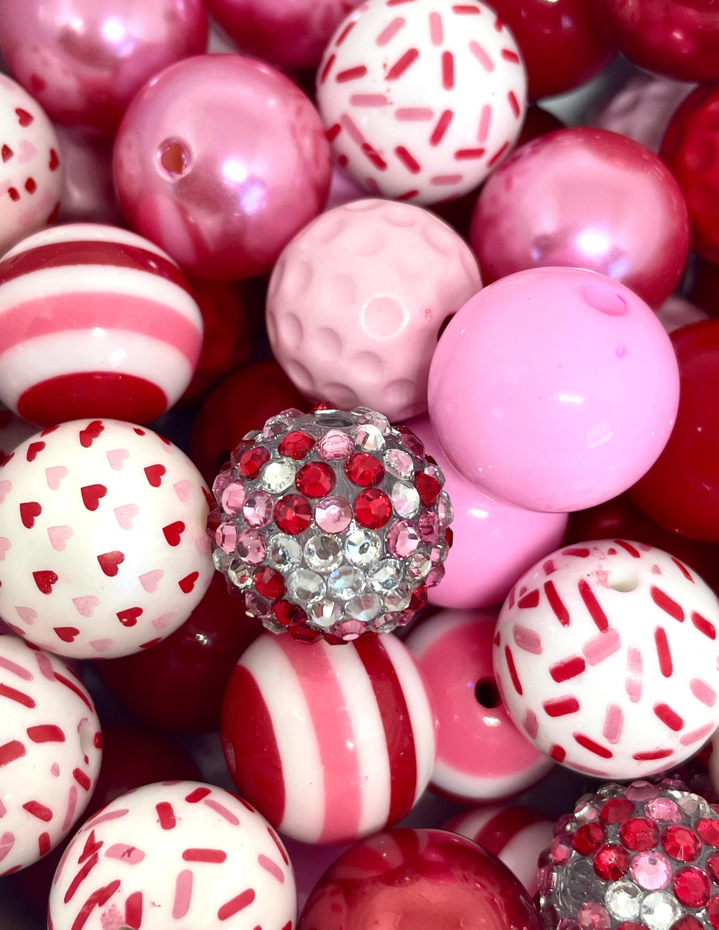 Cutie Love Bead Set for Valentine's Day, Chunky Bead Assortment for Jewelry Making, Beads for Garland, Unique Bead Variety