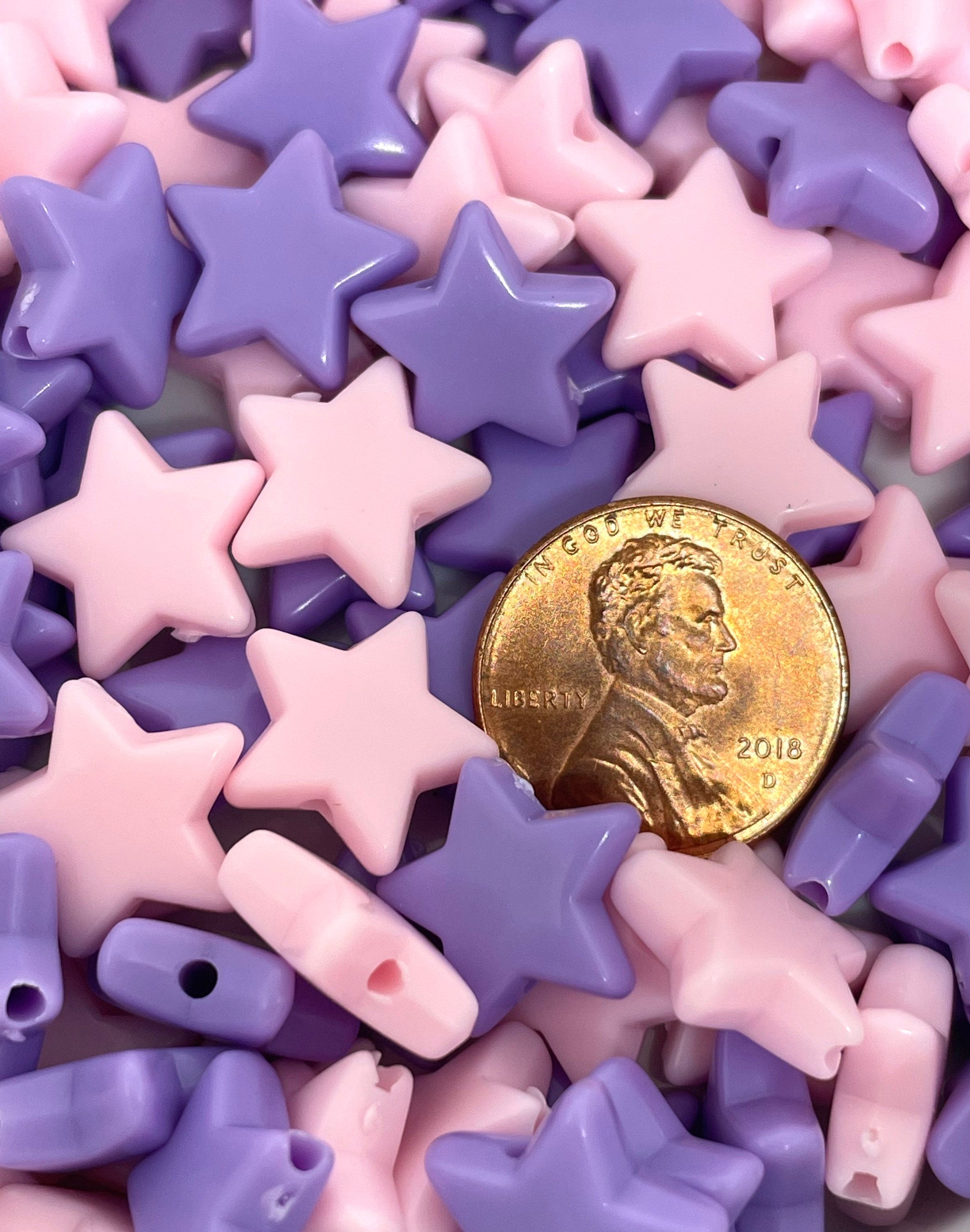 Pink and Purple Cutie Star Mix for Jewelry Making, Star Shaped Beads for Bracelet, Star Charm, Pastel Star Beads for Necklace, Fairy Kei