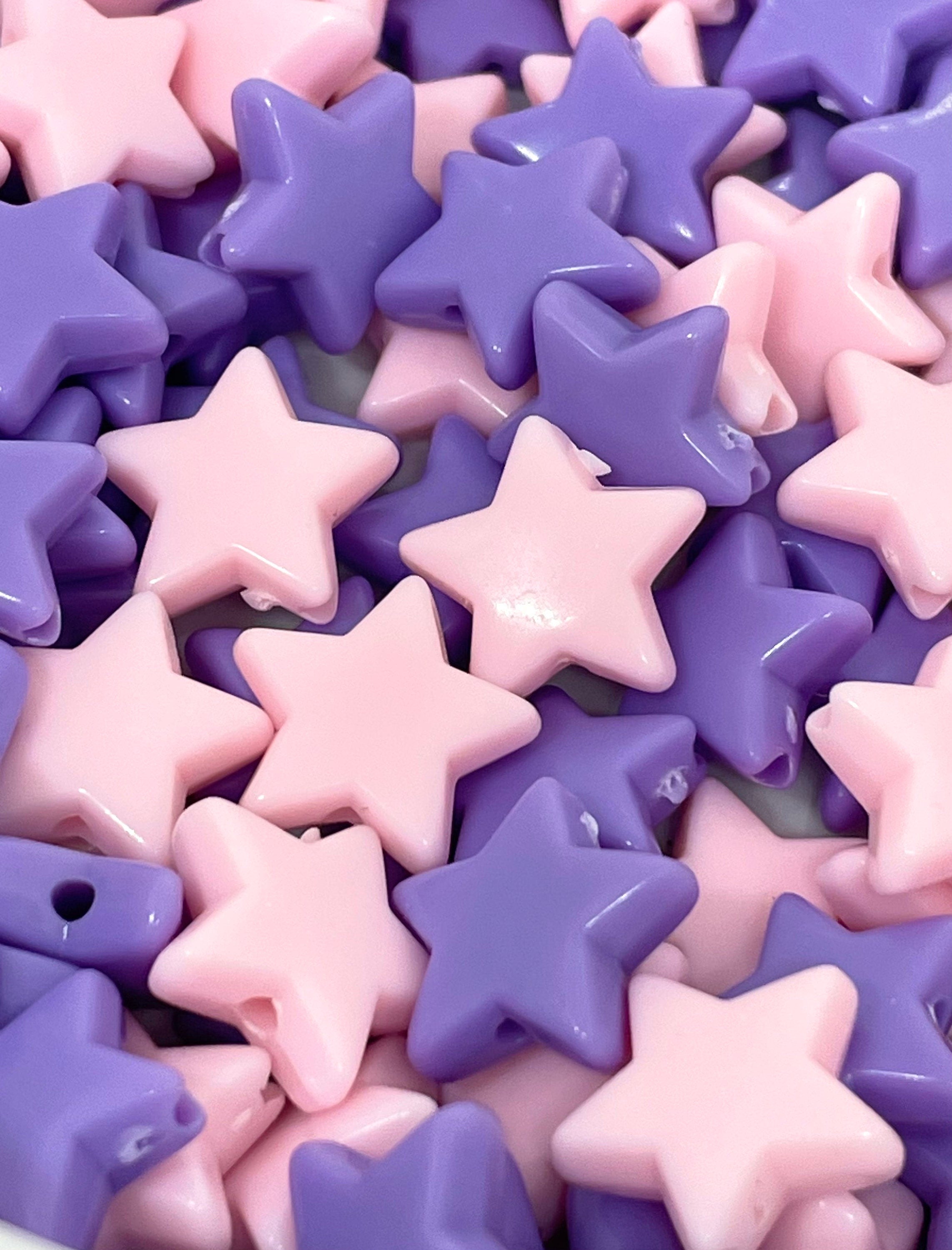Pink and Purple Cutie Star Mix for Jewelry Making, Star Shaped Beads for Bracelet, Star Charm, Pastel Star Beads for Necklace, Fairy Kei