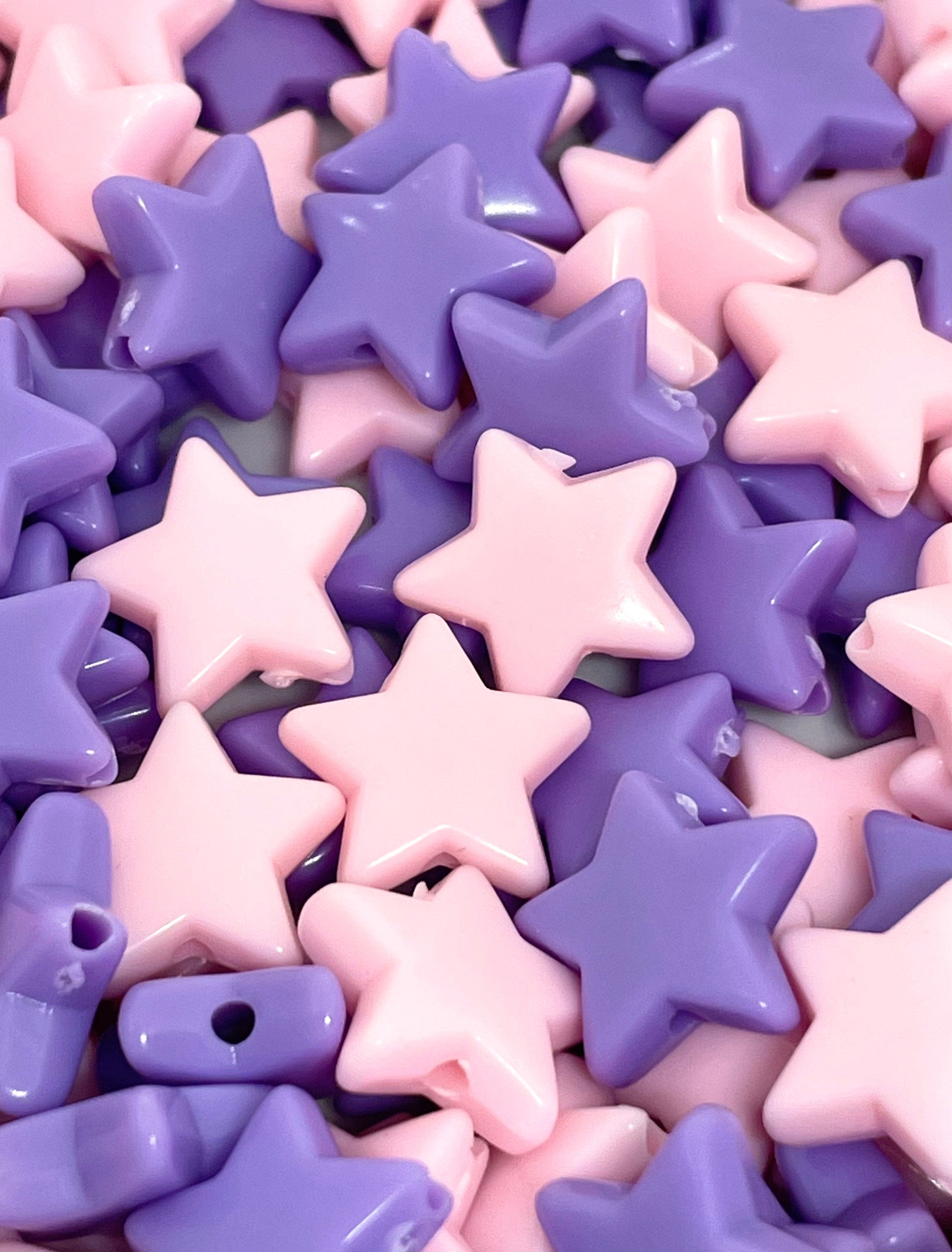 Pink and Purple Cutie Star Mix for Jewelry Making, Star Shaped Beads for Bracelet, Star Charm, Pastel Star Beads for Necklace, Fairy Kei
