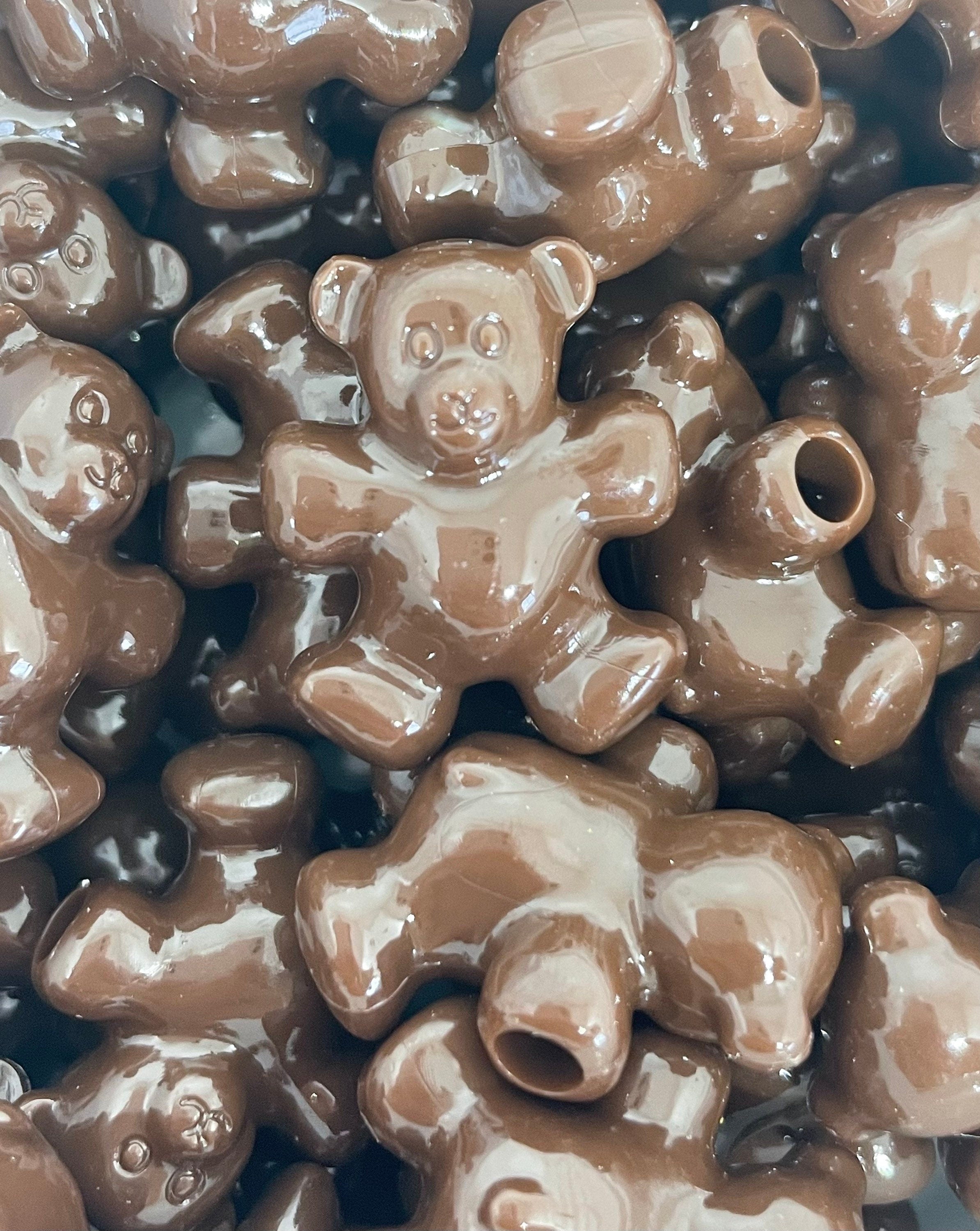 Chocolate Teddy Bear Bead, Animal Beads for Jewelry Making, Bear Necklace, Candy Beads for Easter, Unique Beads, Animal Shaped Beads