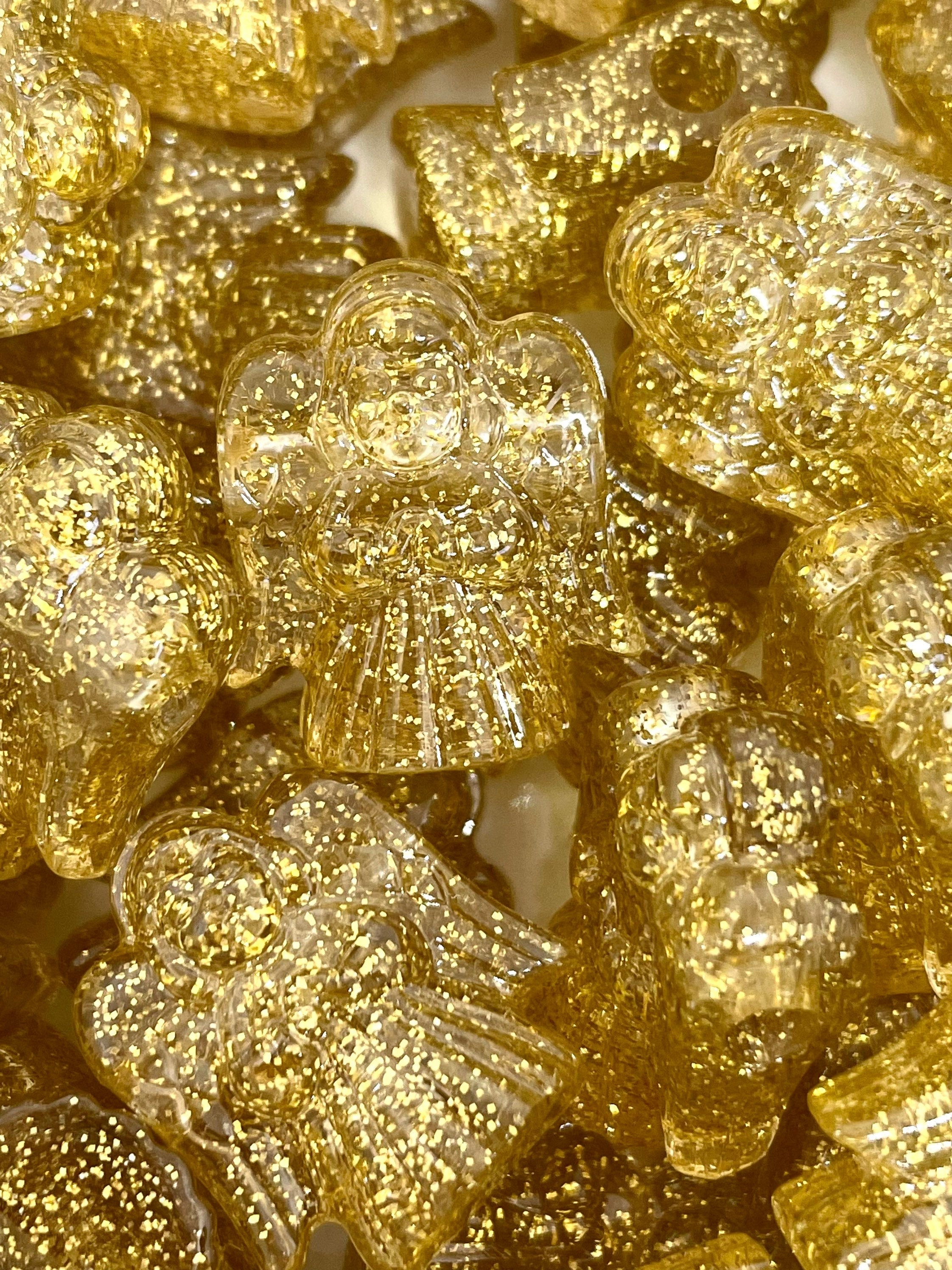 Gold Angel Beads for Christmas, Christmas Beads for Garland, Holiday Beads for Christmas Jewelry, Prayer Beads, Gold Beads