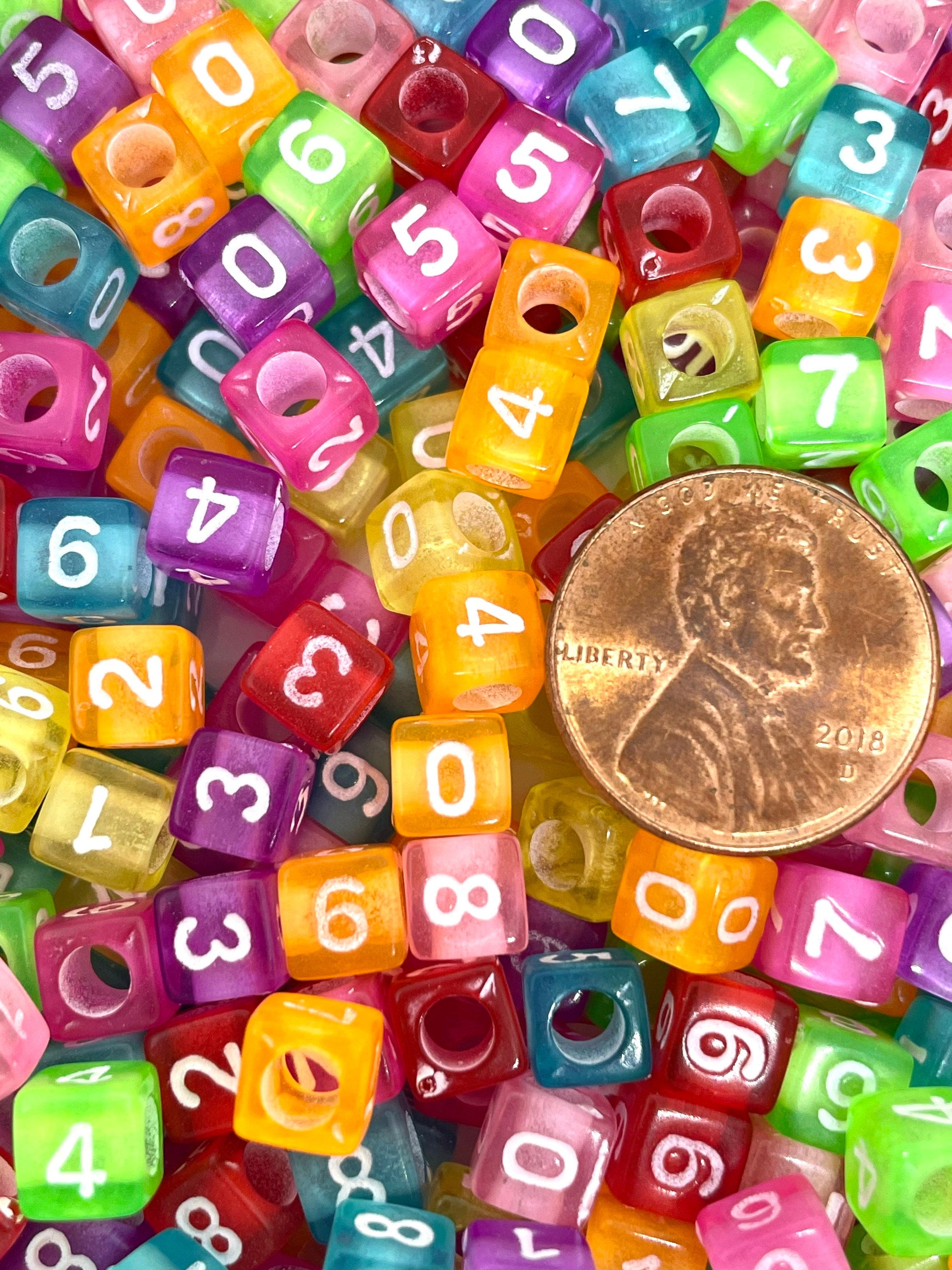 Colorful Cube Number Beads, Number Charms, Lucky Number Pendant, Bright Alphabet Beads, Numbers for Jewelry