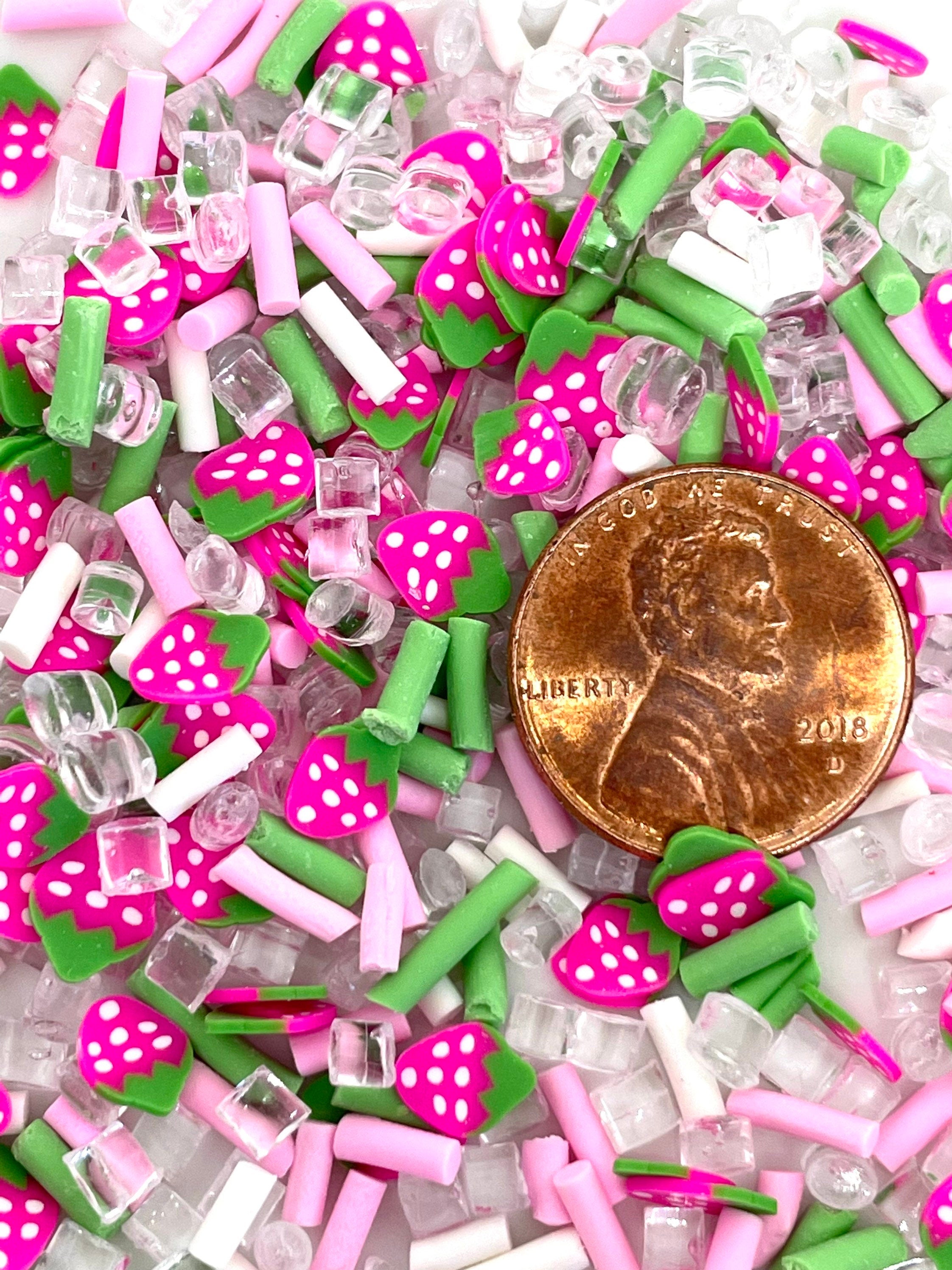 Strawberry Shortcake Fake Sprinkle Mix, Faux Sprinkles, Strawberry Clay Sprinkles, Slime Toppings, Kawaii Sprinkles
