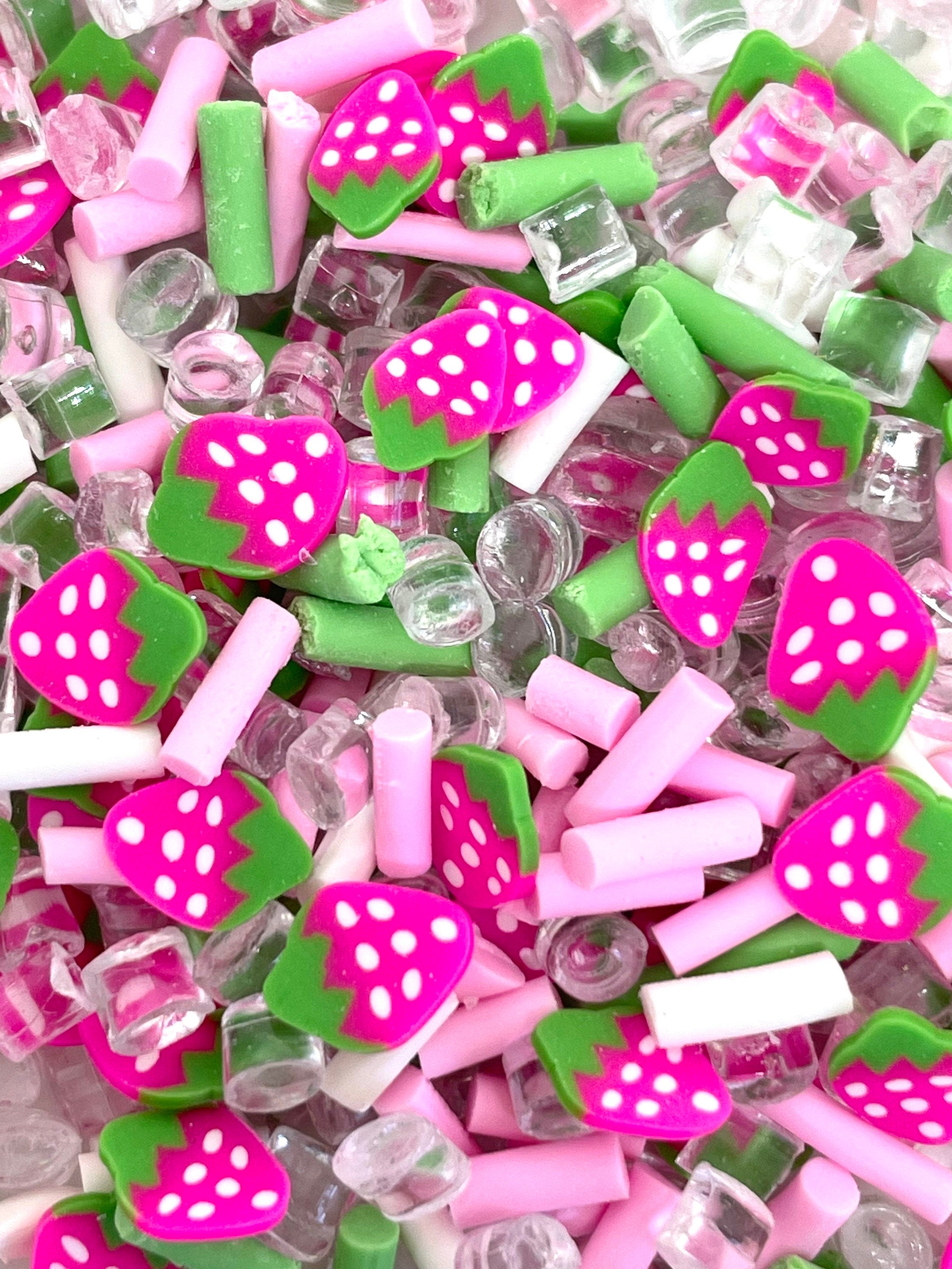 Strawberry Shortcake Fake Sprinkle Mix, Faux Sprinkles, Strawberry Clay Sprinkles, Slime Toppings, Kawaii Sprinkles