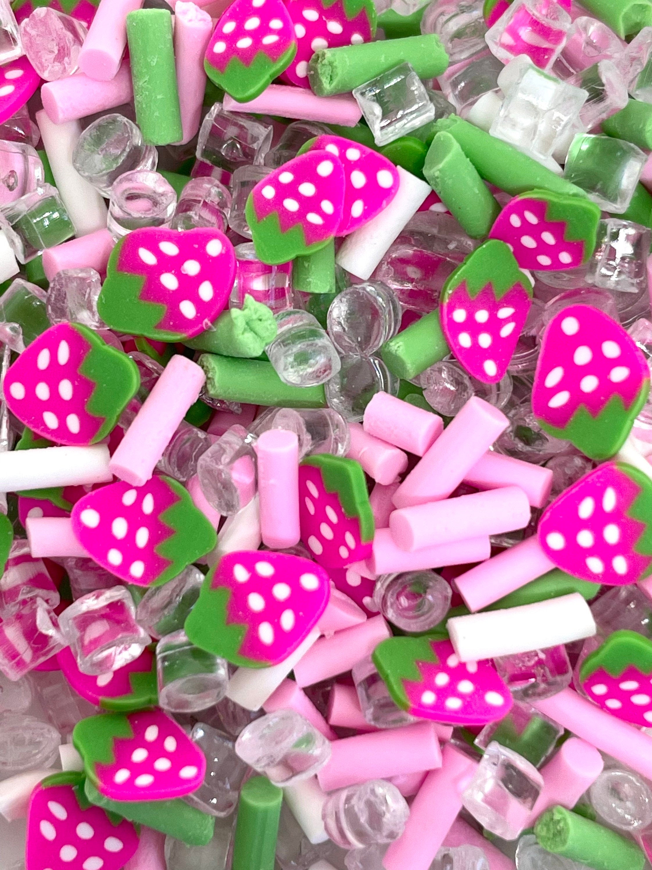 Strawberry Shortcake Fake Sprinkle Mix, Faux Sprinkles, Strawberry Clay Sprinkles, Slime Toppings, Kawaii Sprinkles