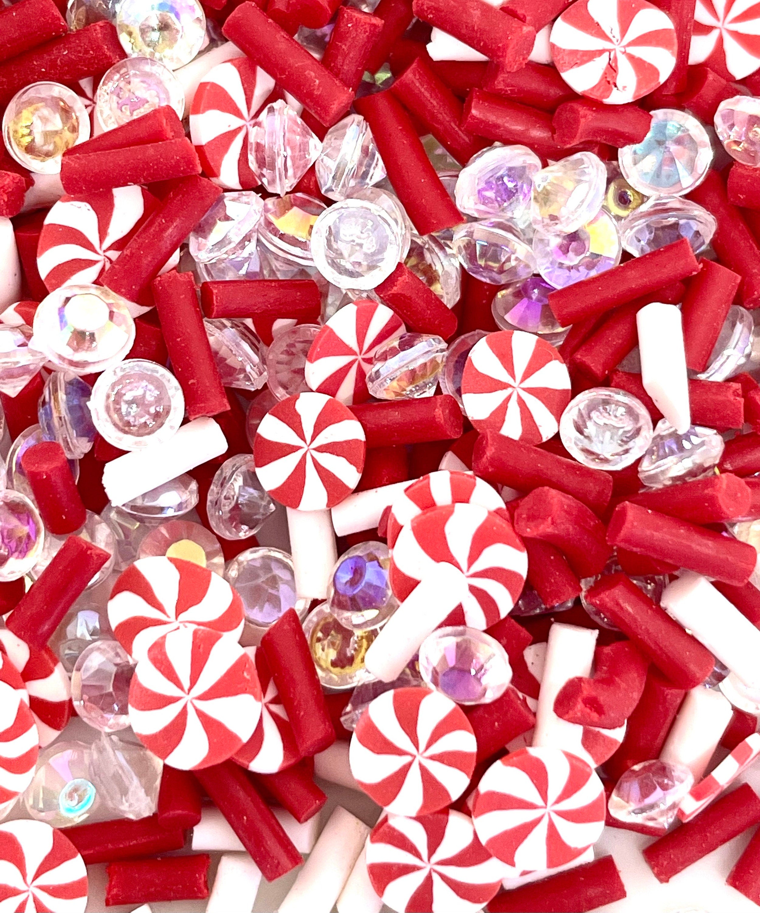 Christmas Peppermint Fake Sprinkles, Christmas Fake Sprinkle Mix, Christmas Confetti, Clay Confetti, Decoden