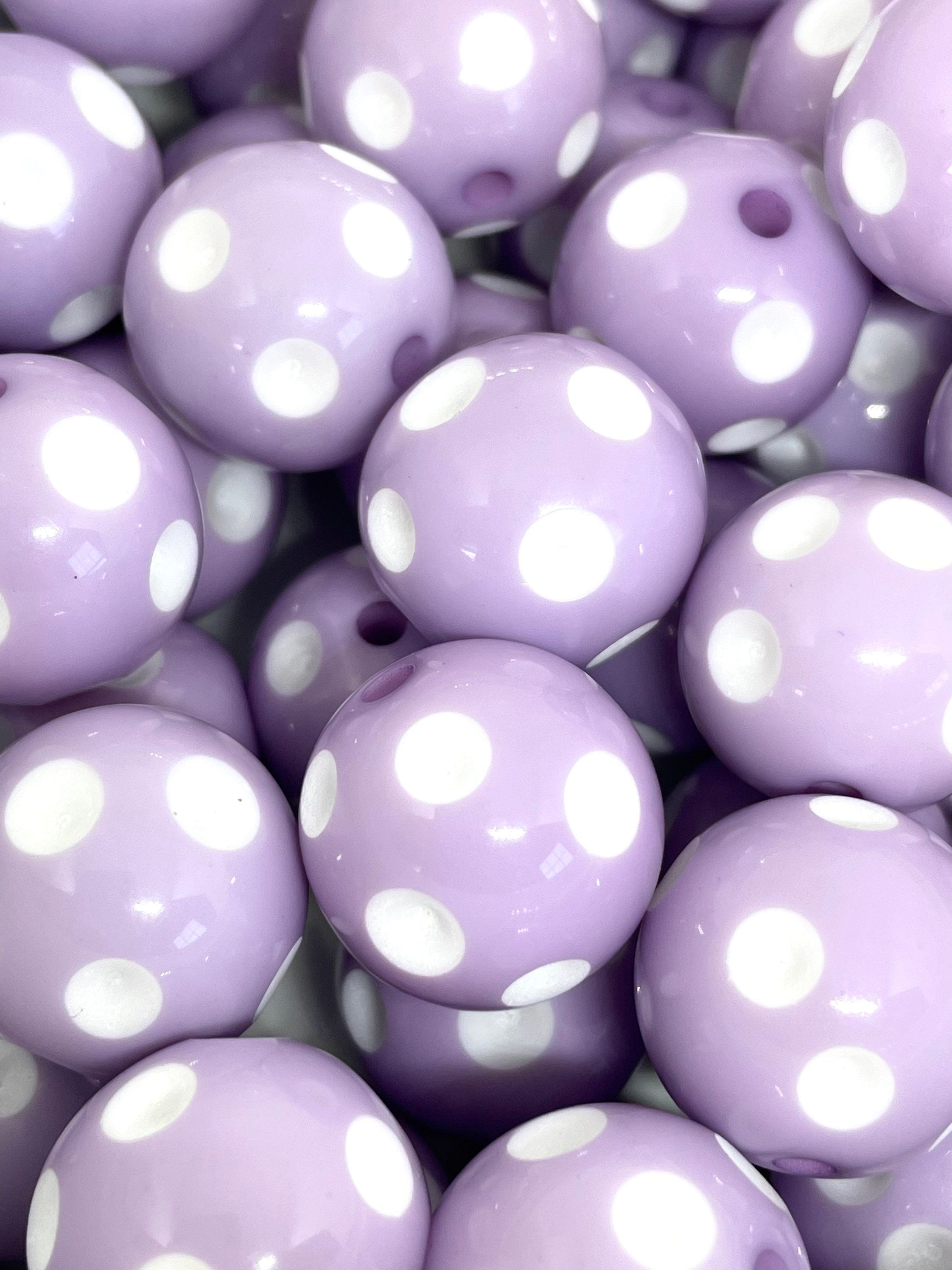Lavender Purple Polka Dot Beads, Chunky Spotted Beads for Jewelry Making, Lilac Purple Beads, Large Round Beads for Chunky Necklace, 20mm