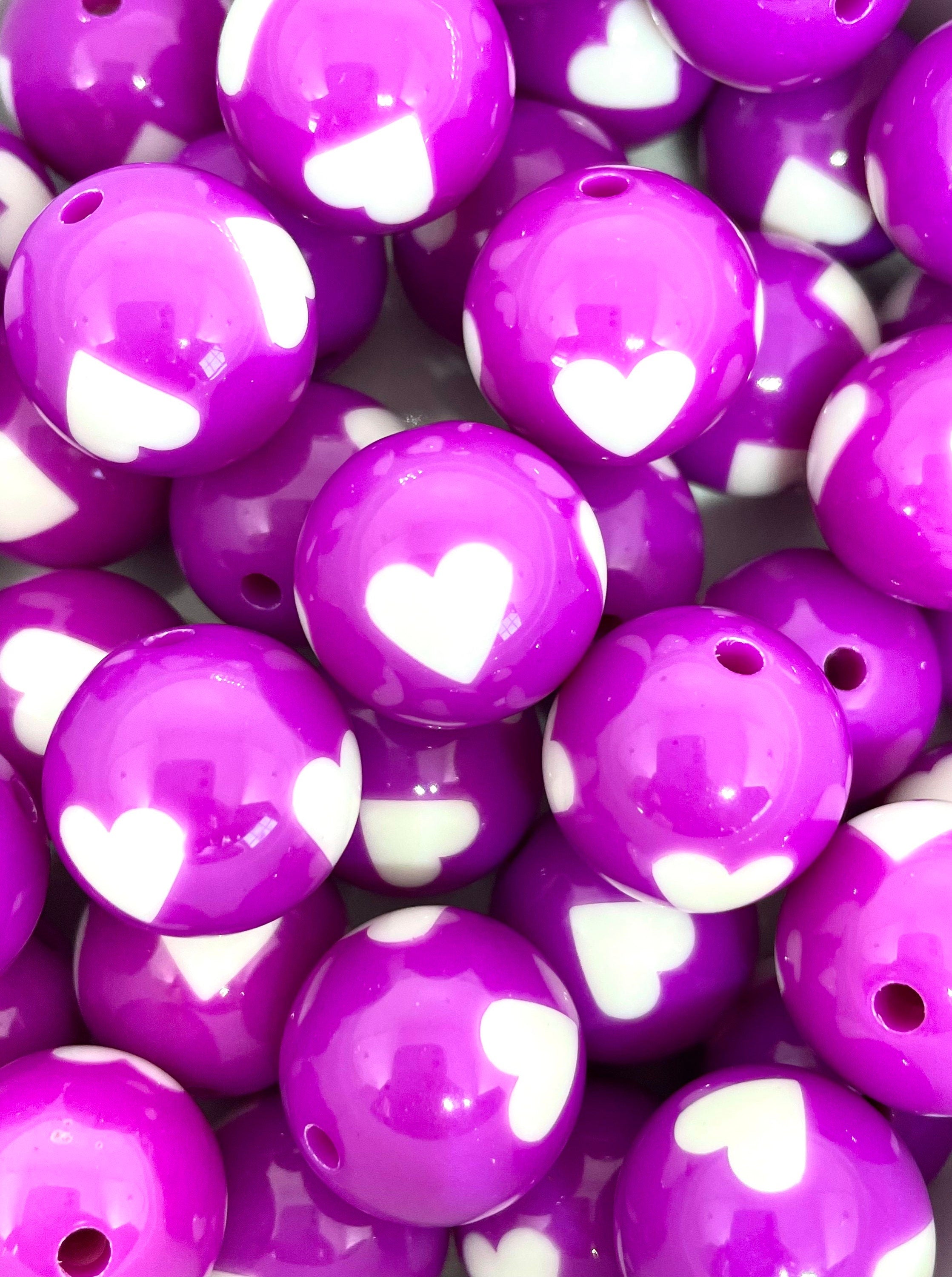 Violet Purple Chunky Beads for Jewelry Making, Large Purple Beads, Round Acrylic Beads for Chunky Necklace, 22mm Beads for Necklace
