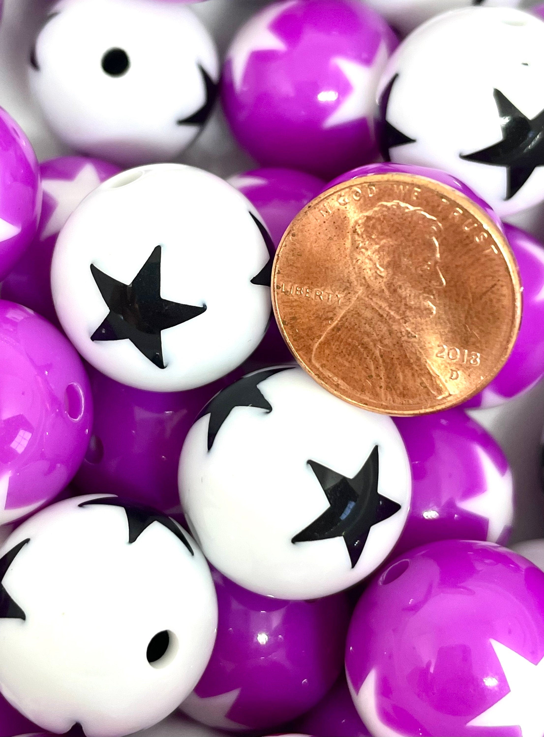 Violet Purple and White Chunky Bead Mix, Gumball Bead Assortment for Jewelry Making, Chunky Jewelry, Chunky Necklace, 20mm Beads, Acrylic